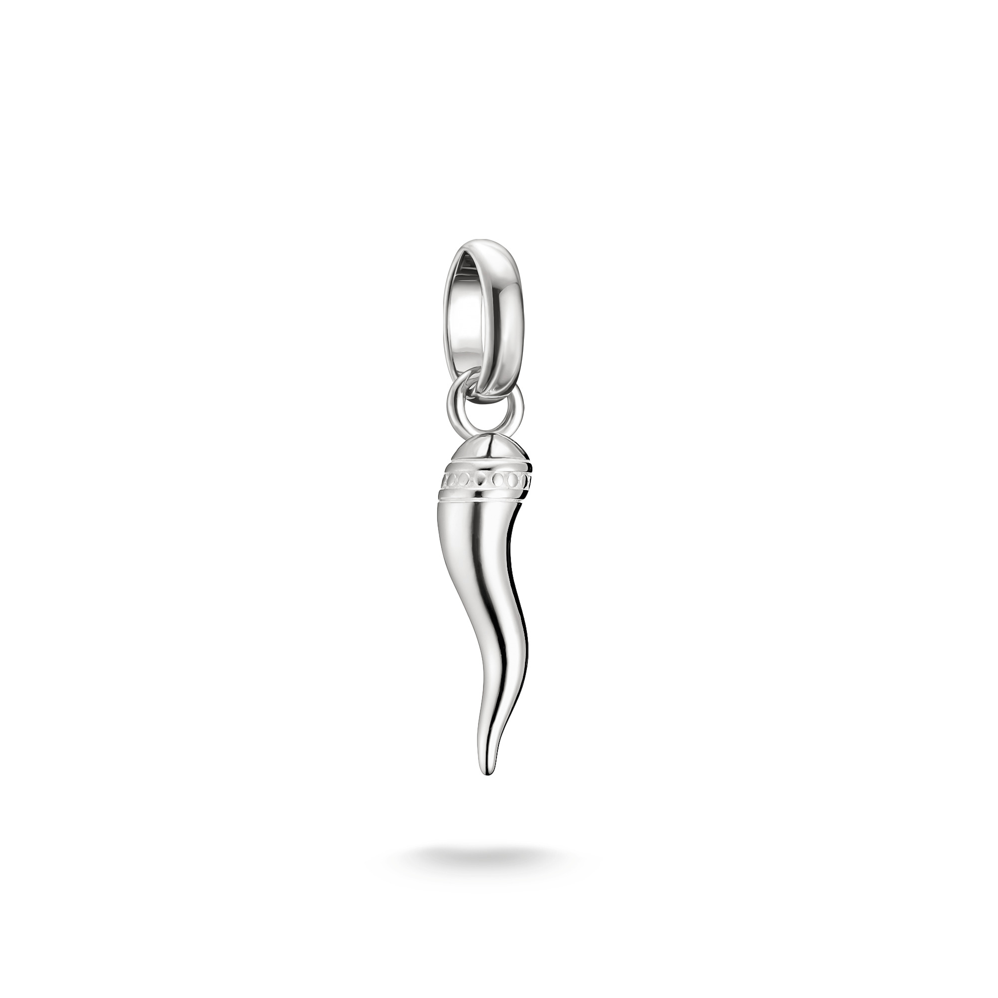 Thomas Sabo Charm-Anhänger Cornicello aus 925 Silber für Damen, 5,5x22mm, silberfarben