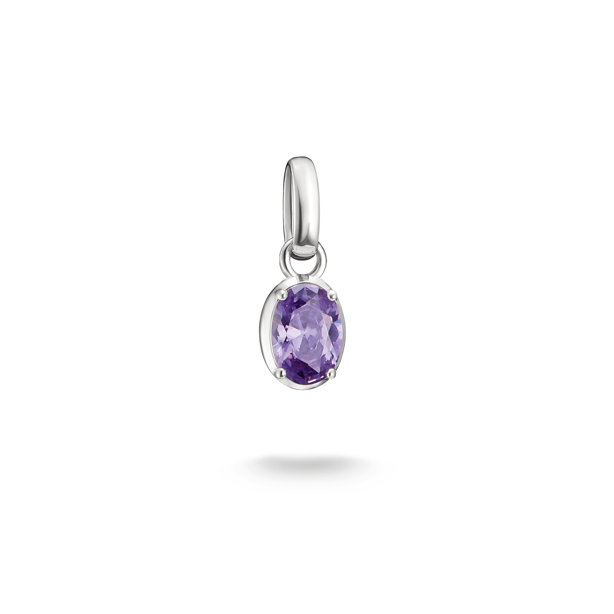 Thomas Sabo Charm-Anhänger Geburtsstein Februar, silberfarben mit amethystfarbenem Zirkonia, 925er Silber