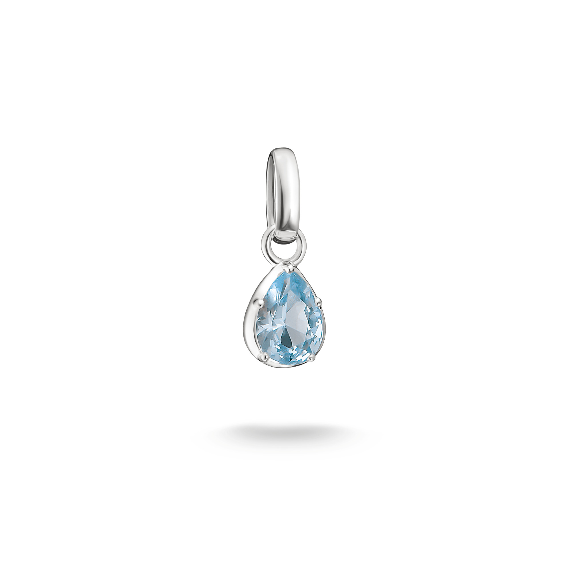 Thomas Sabo Charm-Anhänger Geburtsstein März aus 925er Silber mit blauem Glas-Keramik Stein für Damen