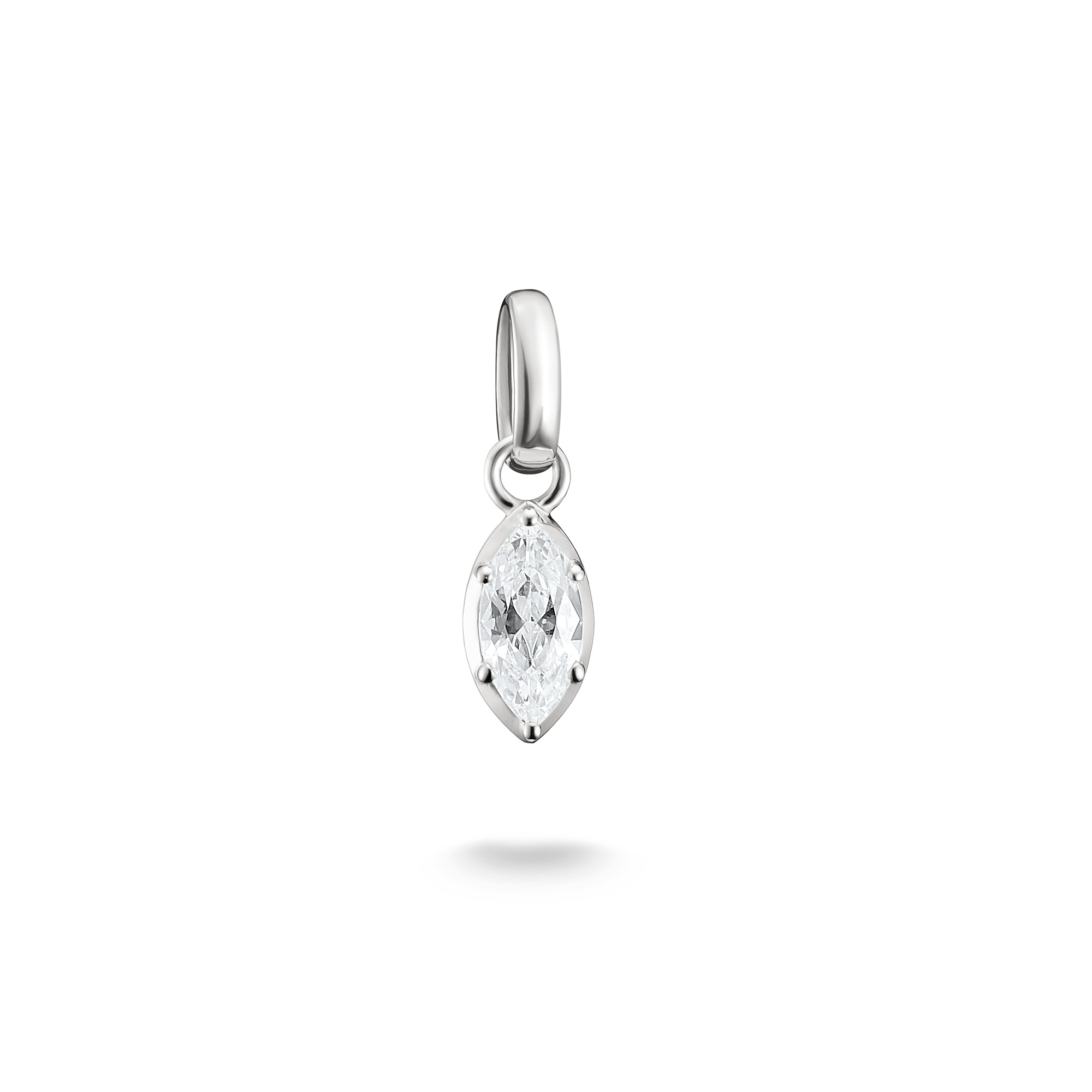 Thomas Sabo Charm-Anhänger Geburtsstein April für Damen, 925 Silber mit Zirkonia, 5x17,5mm, silberfarben