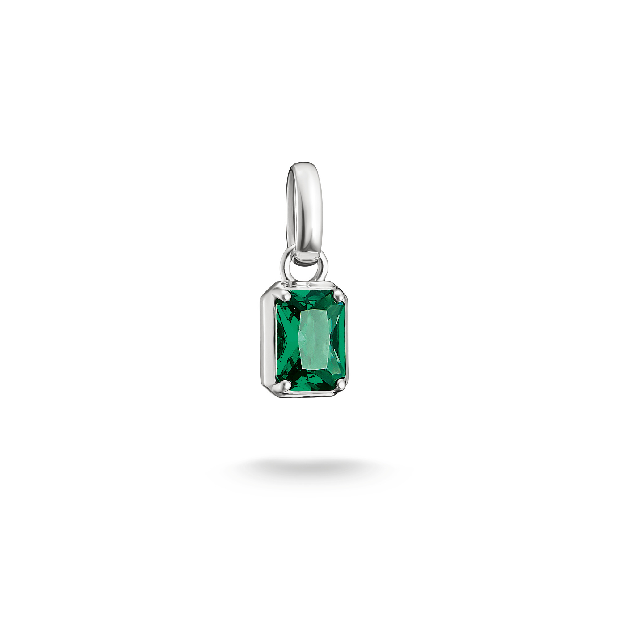 Thomas Sabo Charm-Anhänger Geburtsstein Mai aus 925 Silber mit grünem Glas-Keramik Stein für Damen