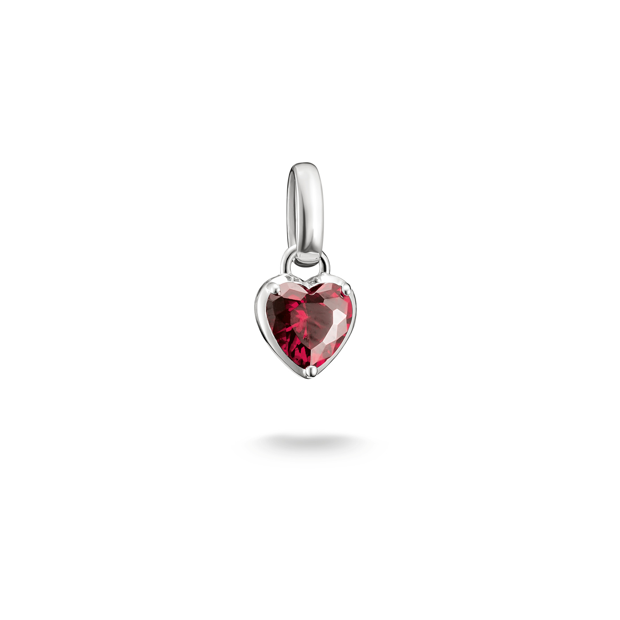 Thomas Sabo Charm-Anhänger Herz mit Zirkonia und Geburtsstein Juli, silberfarben, Damen 7x15mm