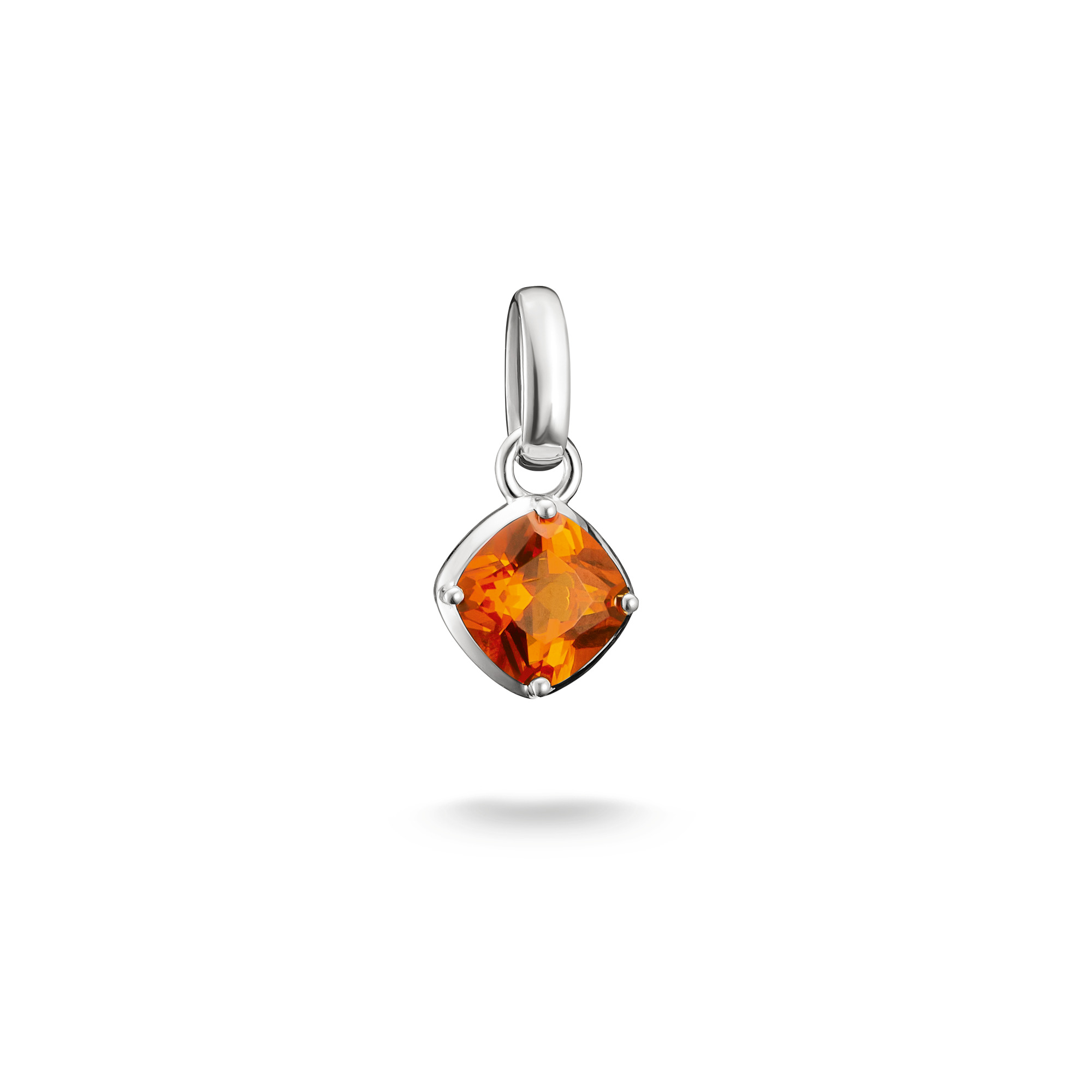 Thomas Sabo Charm-Anhänger Geburtsstein Oktober für Damen, silberfarben, 925er Silber, 6x14mm, orange