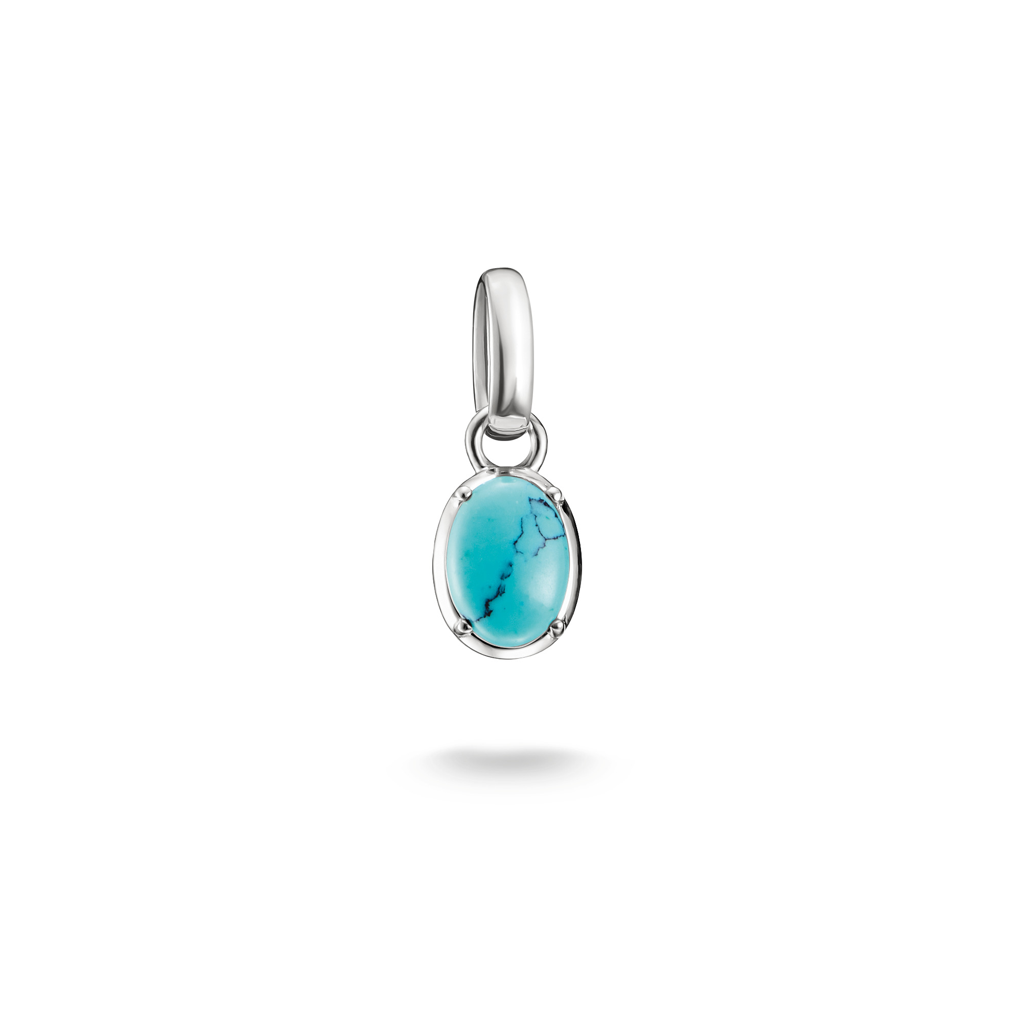 Thomas Sabo Charm-Anhänger Geburtsstein Dezember, silberfarbener 925er Silber mit imitiertem Türkis für Damen