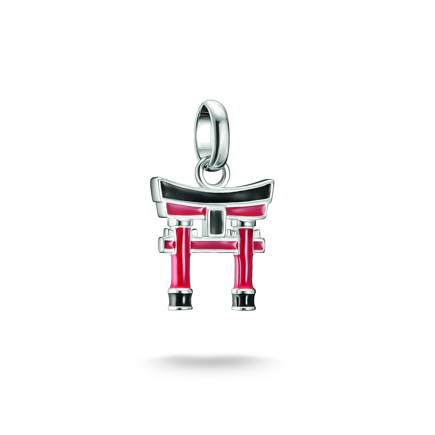 Thomas Sabo Charm-Anhänger Torii aus 925er Silber mit Kaltemail in Silber, Rot und Schwarz für Damen