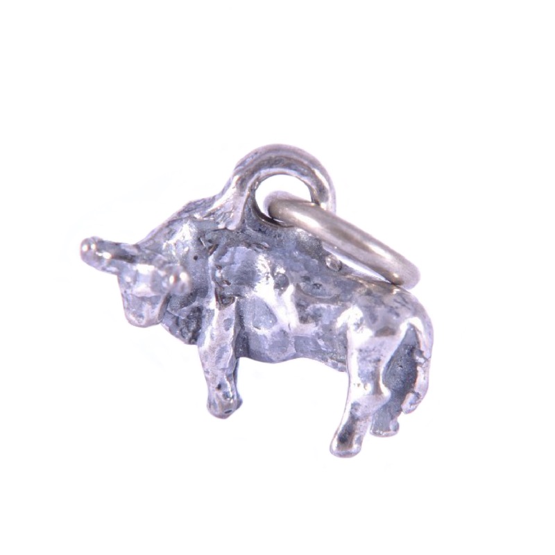 Charlotte 925 Silber Anhänger Stier geschwärzt, 17mm, für Damen und Herren, silber-grau