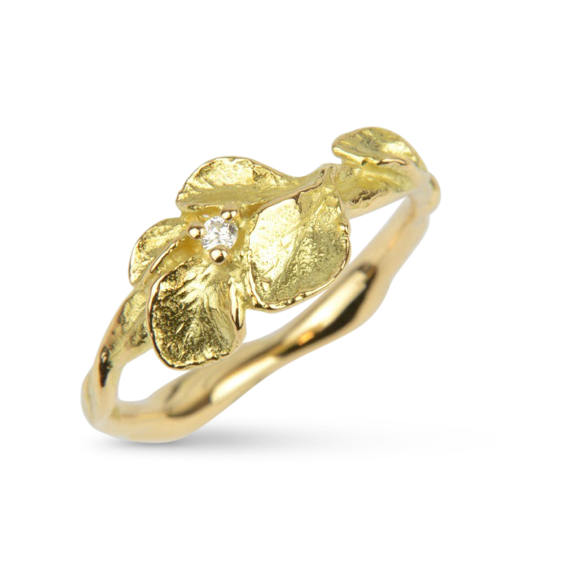 EHINGER SCHWARZ 1876 Damen Ring Windspiel in Gold 750, 0,03ct Diamant, Größe 17