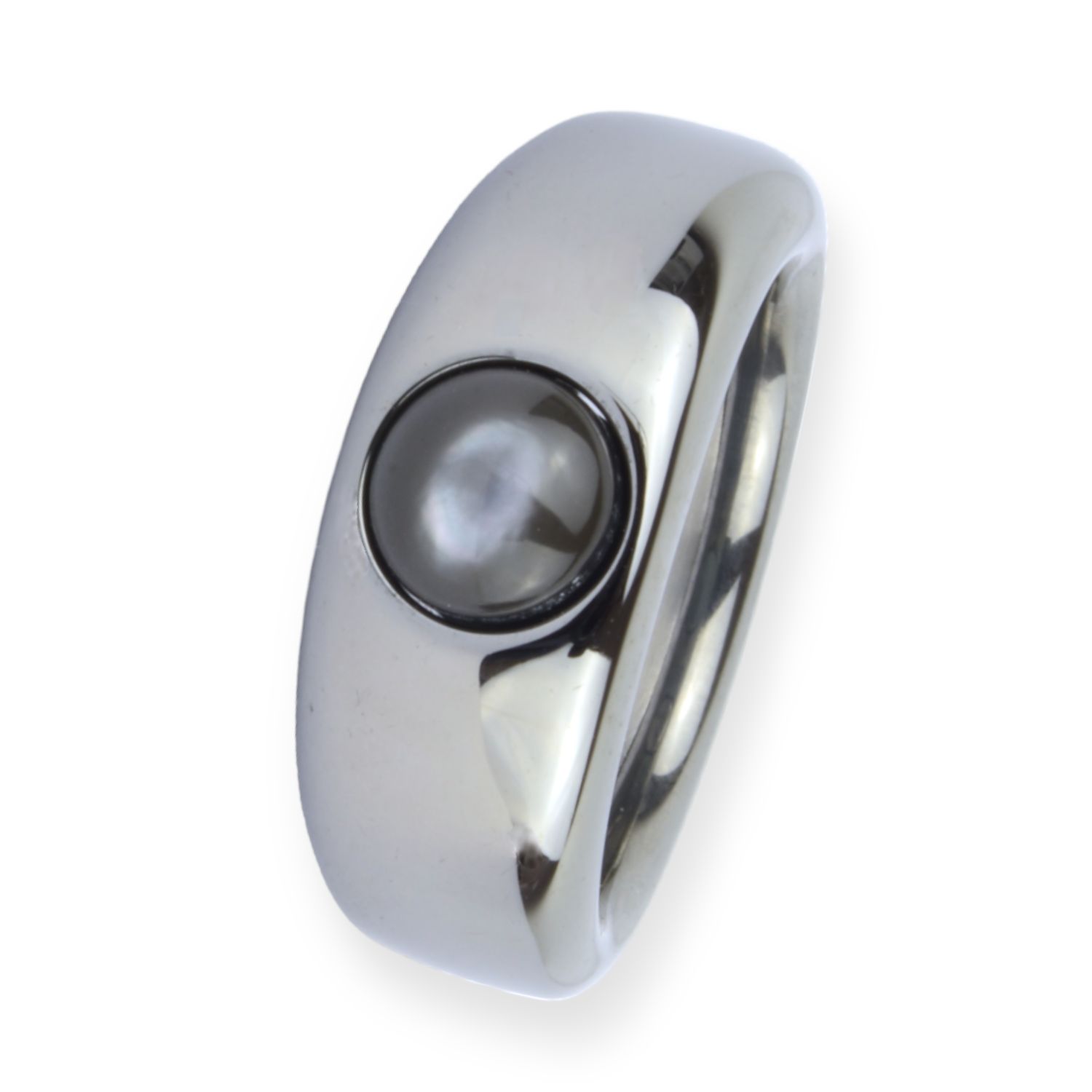 Charlotte Cha21-Touch-Ring Graphit-Keramik, Perlmutt, Größe 17,5 für Damen