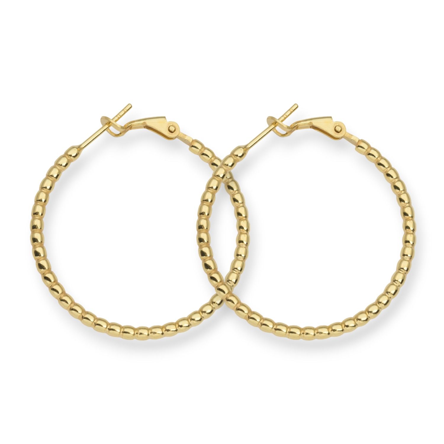 Manuela Carl Creolen für Damen - 925 Silber vergoldet, 2,3x30mm, goldene Kügelchen