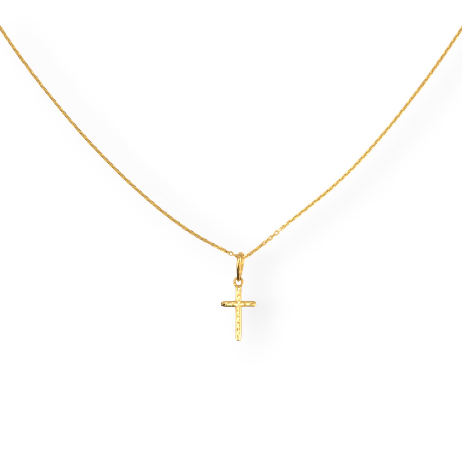 Manuela Carl 14 Karat Gold Kreuz Kette für Damen & Kinder, 40+5 cm, elegantes Schmuckstück in Goldfarben