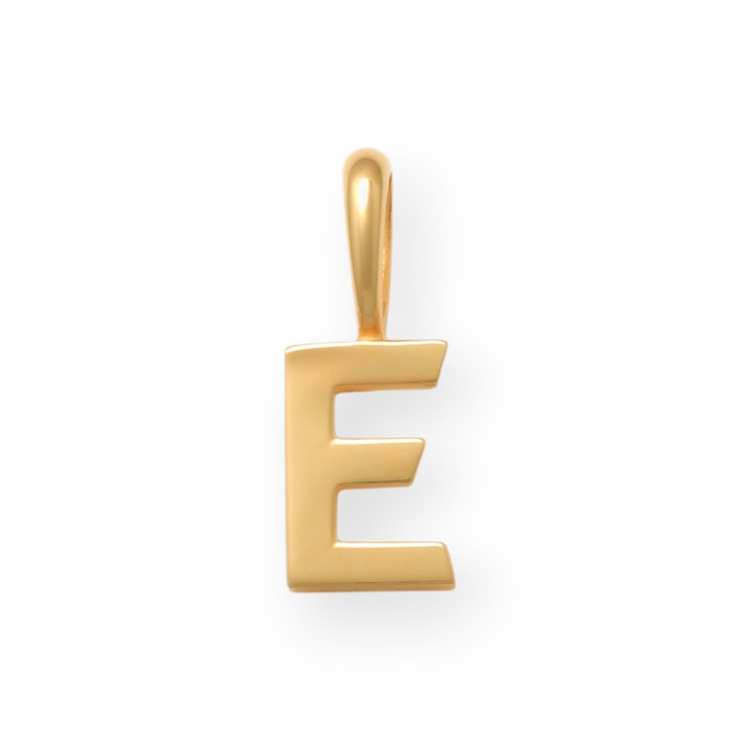 Goldfarbener 14 Karat Buchstaben E Anhänger für Damen, Herren und Kinder - Manuela Carl, 11x4mm