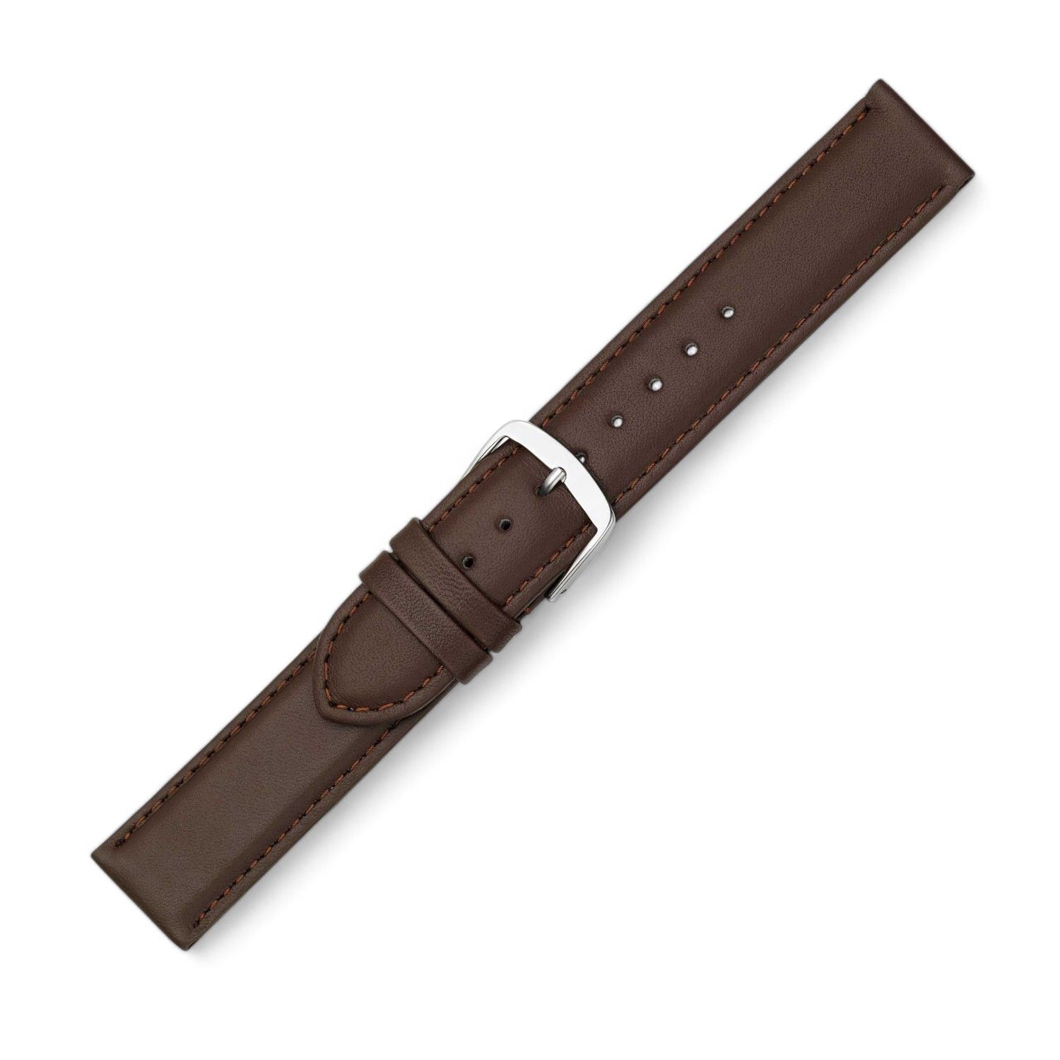 Lederband Beach braun für Uhren von Schmidt, XL, unisex, 20mm, silberne Schließe, hochwertiges Leder