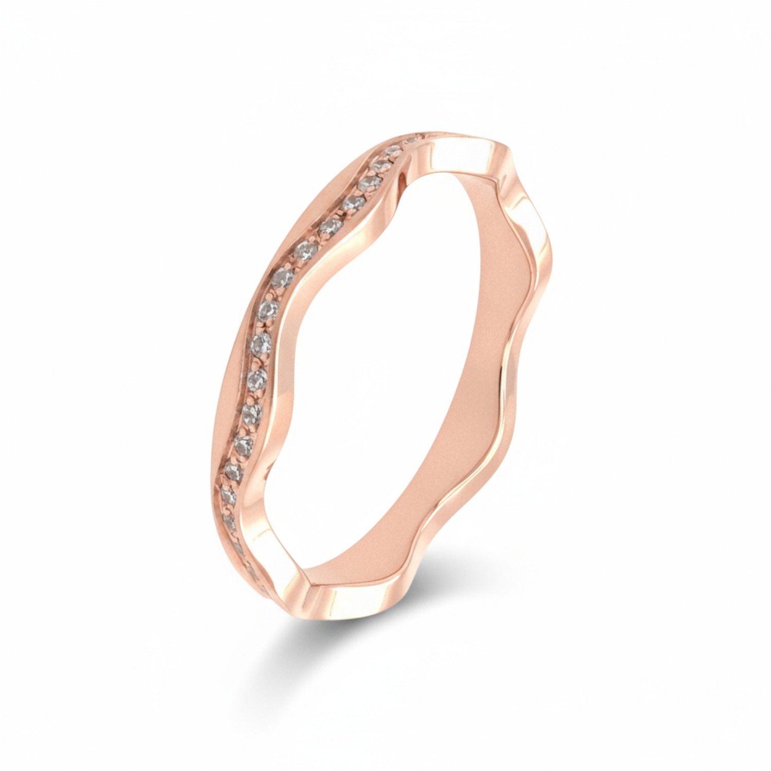 Ernstes Design Damenring 3 mm, matt, roségold beschichtet mit Zirkonia, Größe 54, Edelstahl