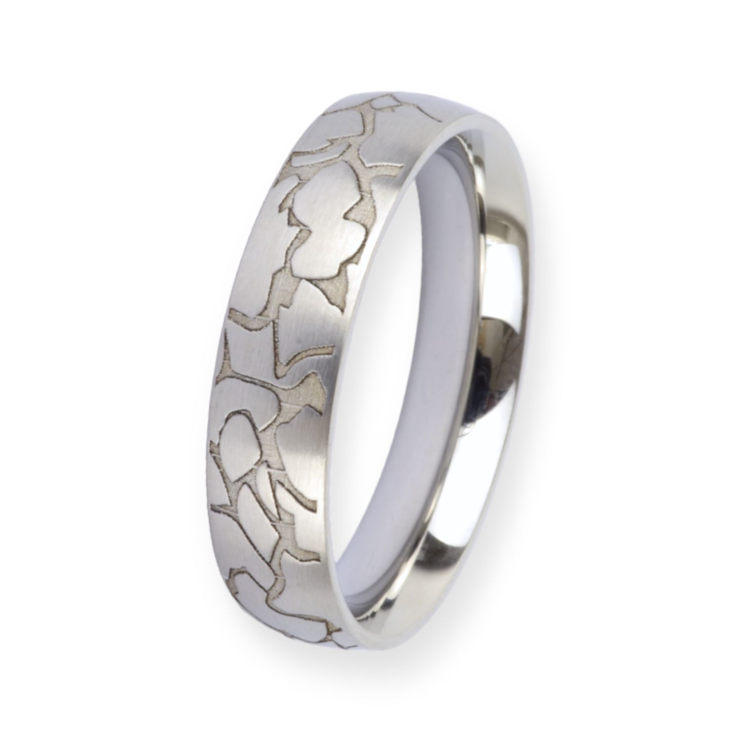 Ernstes Design Unisex Ring, Edelstahl, matt & poliert, graviert, 5mm, Größe 62, silber
