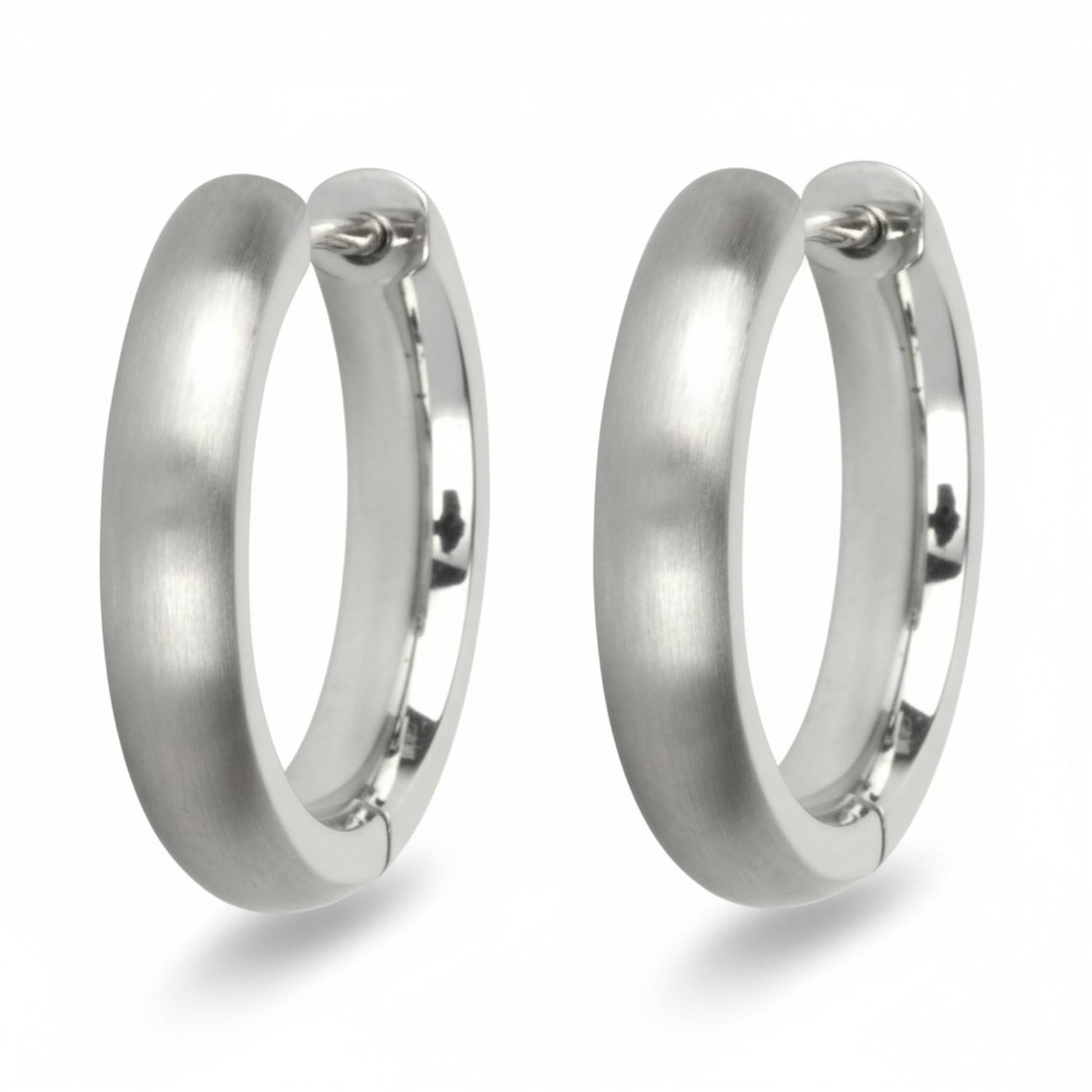 Ernstes Design Scharniercreole aus Edelstahl, matt/poliert, Ø16mm, silberfarben, für Herren und Damen