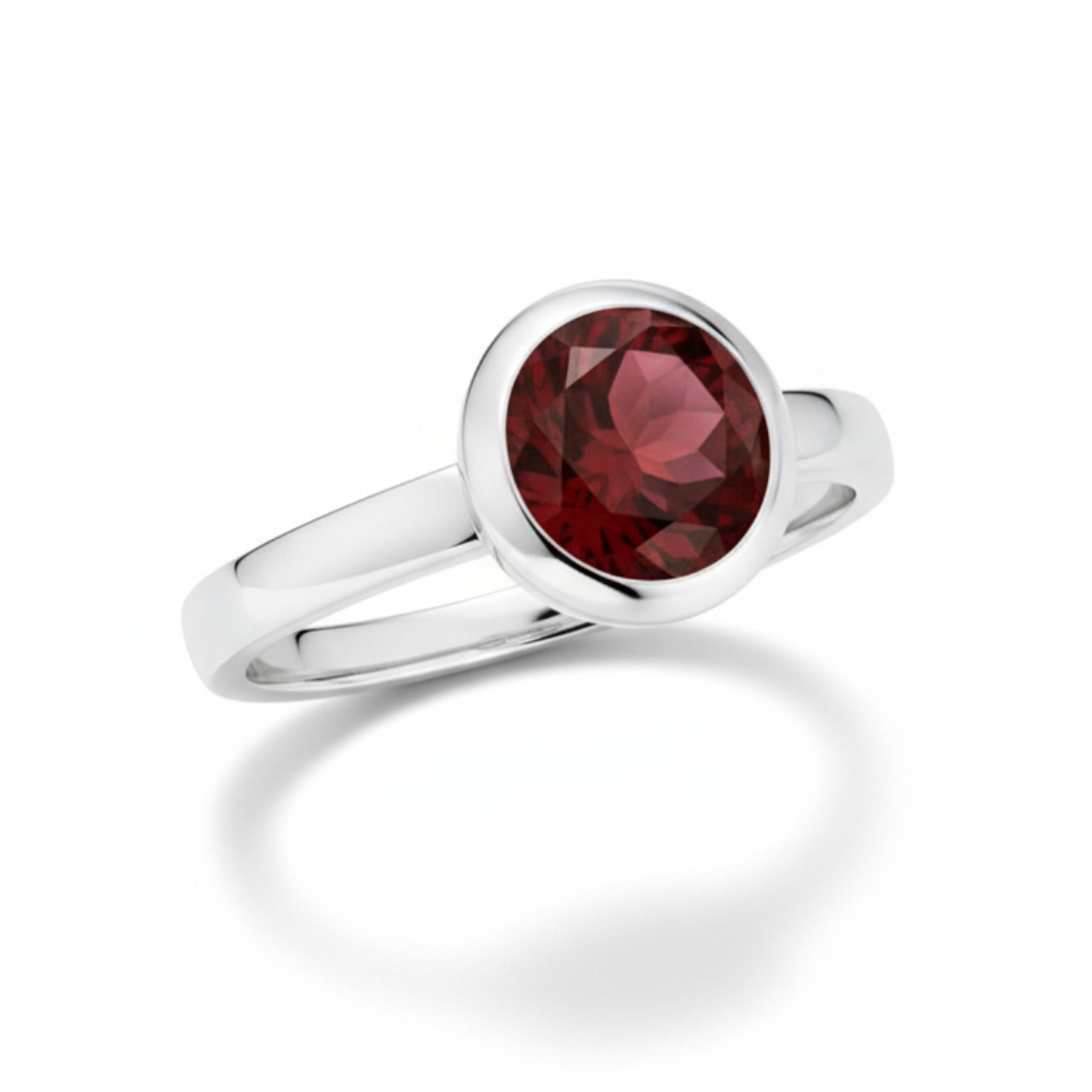 Quinn Damenring aus 925 Silber mit Granat, 9mm, silberfarben-rot, Größe 56