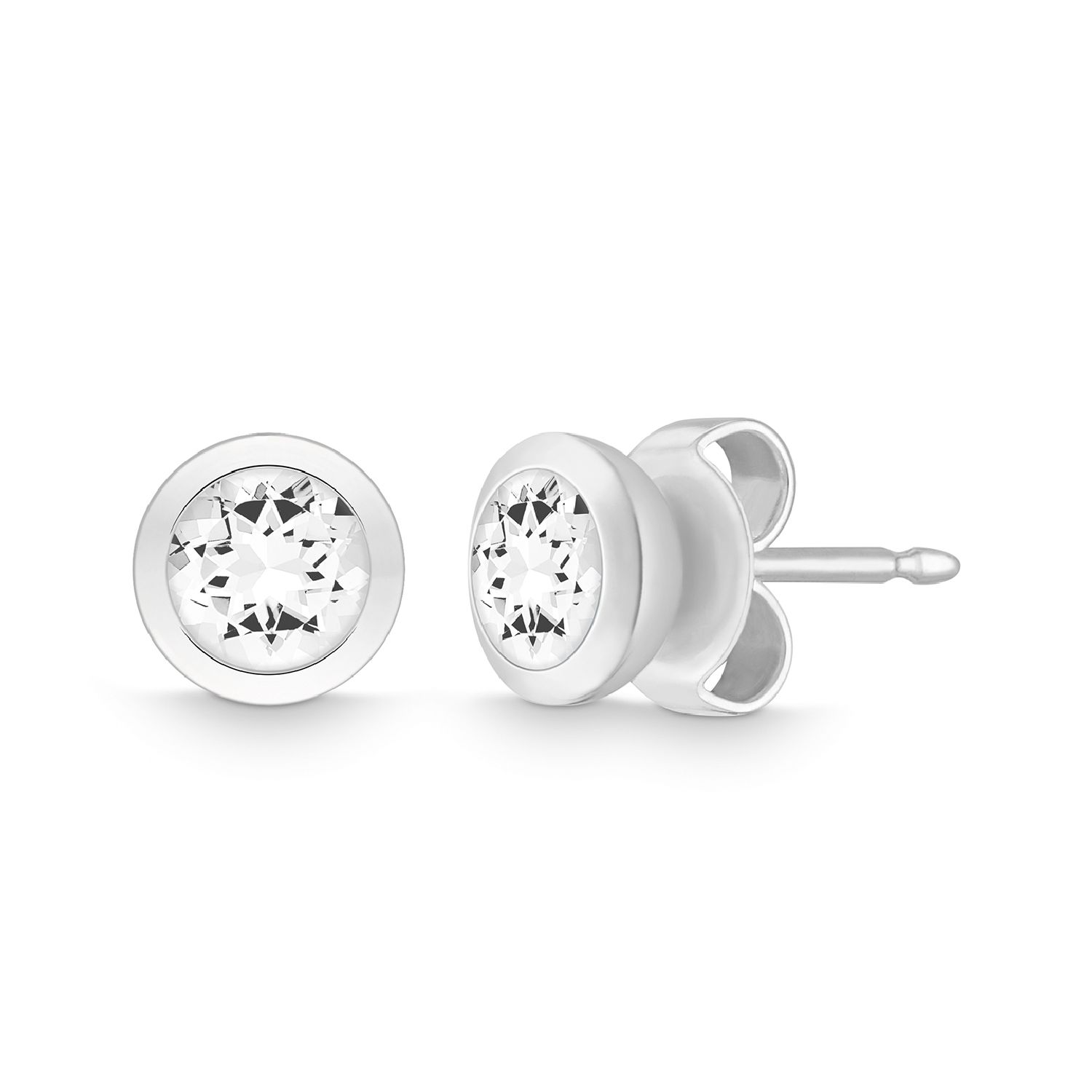 Quinn Ohrstecker Damen aus 925 Silber mit weißem Topas, Ø 7mm, eleganter Ohrschmuck in Silberfarben
