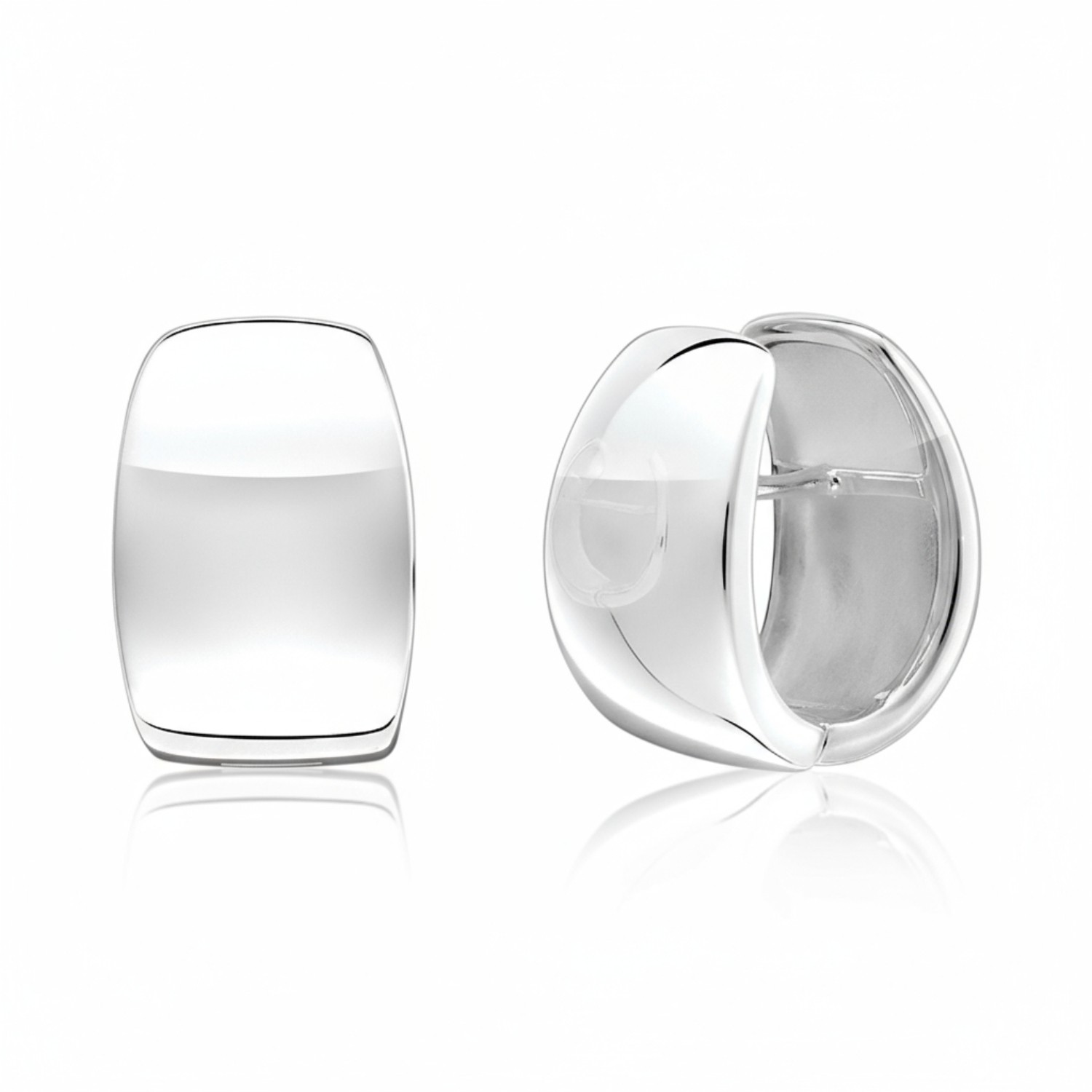 Quinn Creolen poliert aus 925 Silber für Damen, klappbar, 17x11mm, silberfarben, eleganter Ohrschmuck