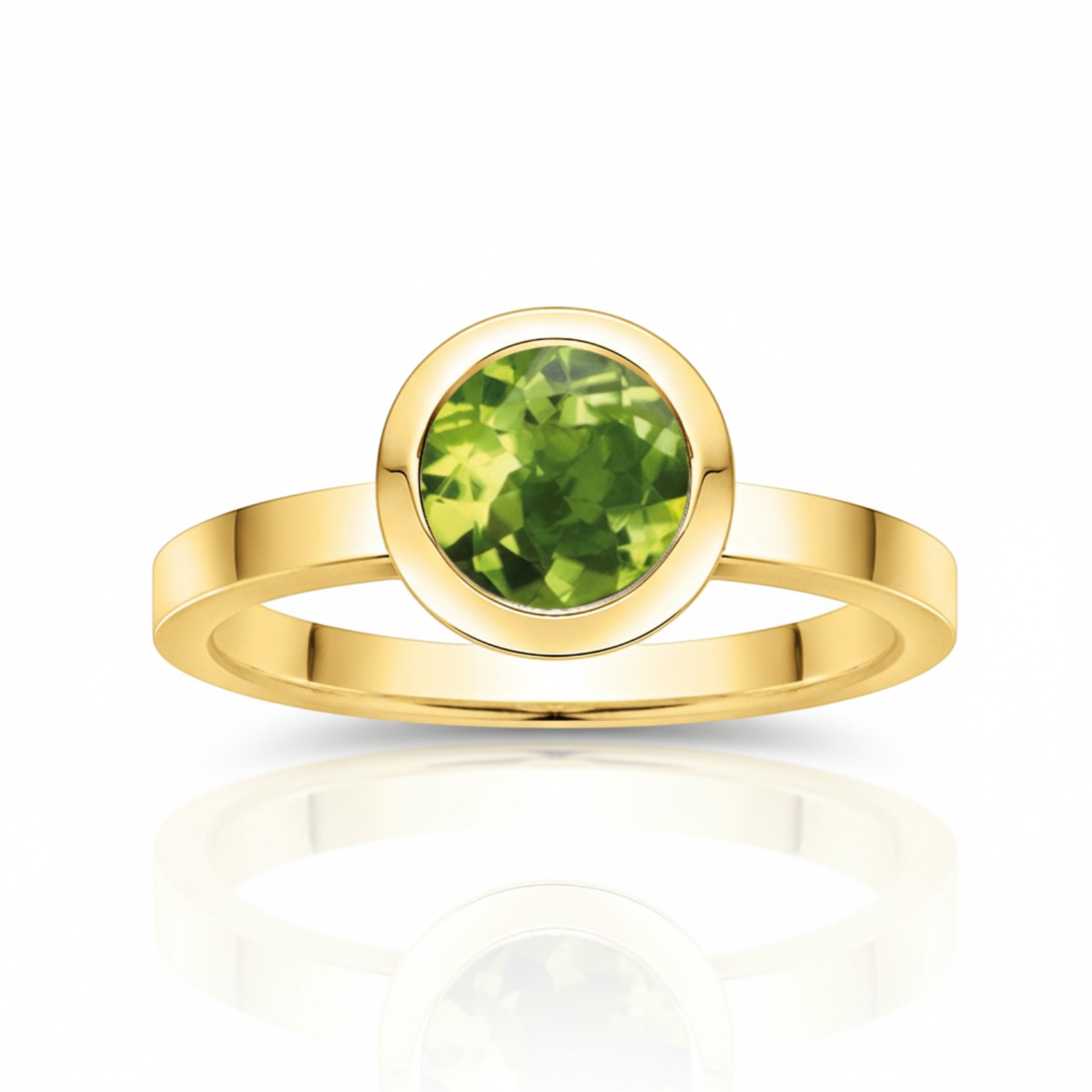Quinn Damenring aus 585 Gold mit grünem Peridot, 9mm, Größe 56, goldfarben, elegant und zeitlos