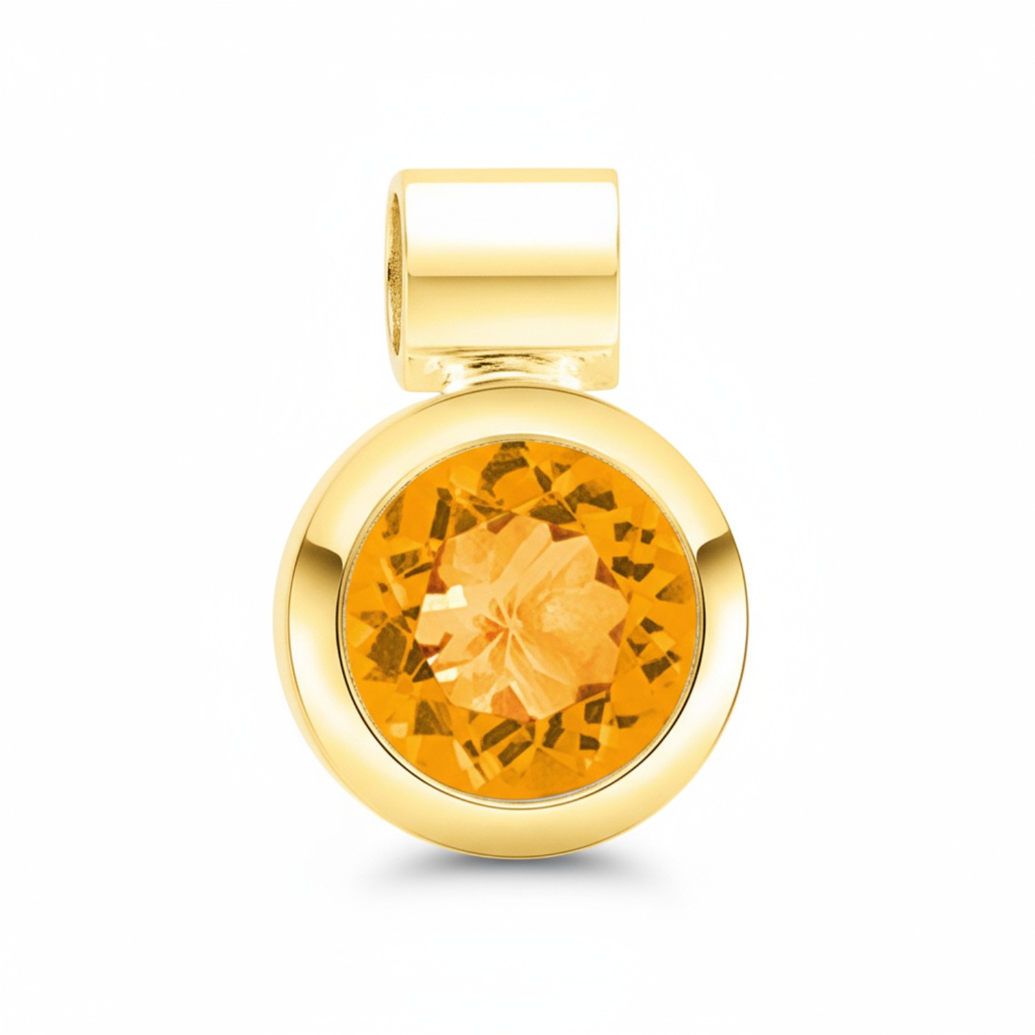 Quinn Anhänger mit Citrin aus 585 Gelbgold für Damen, Ø 8,5mm, goldfarben, elegantes Schmuckstück