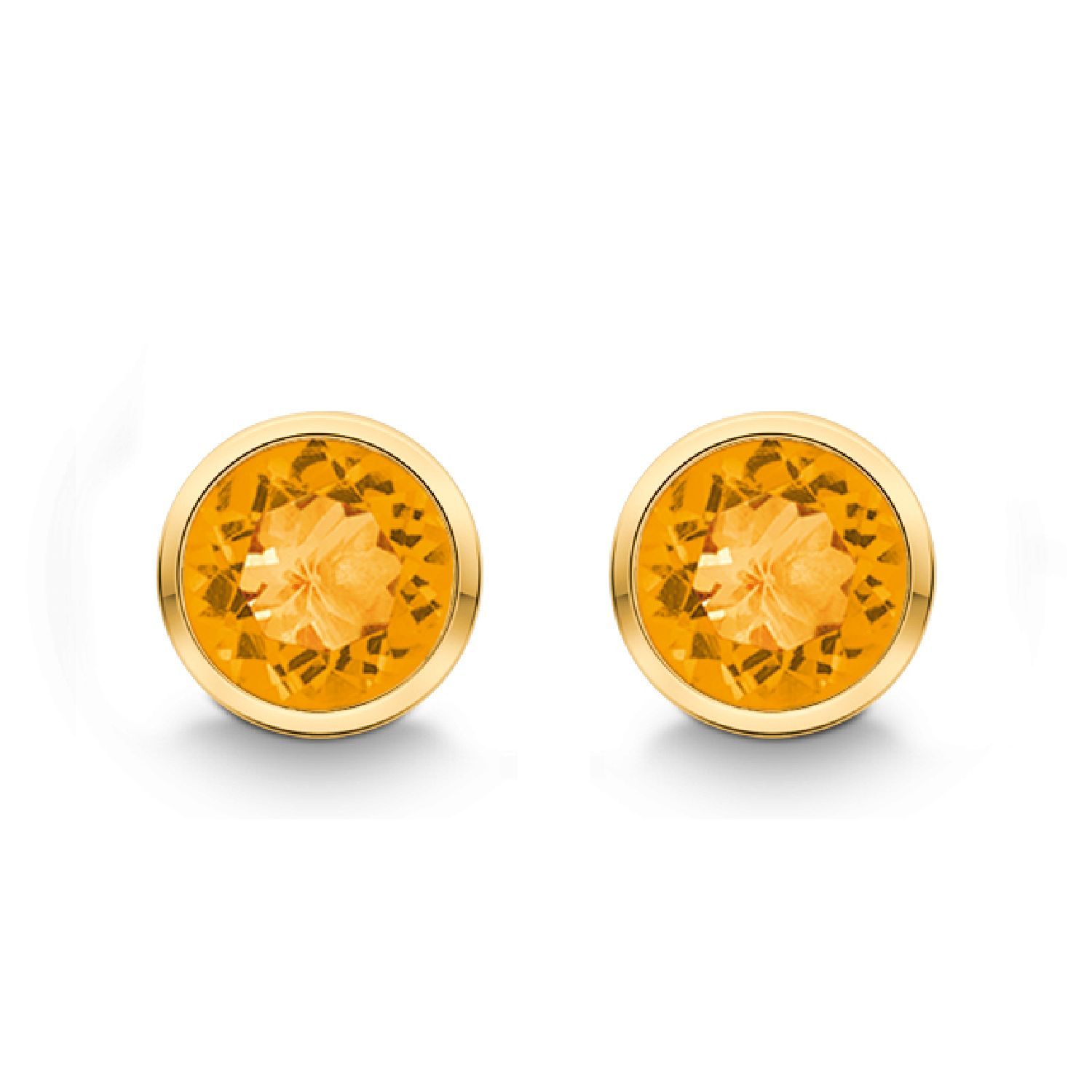 Quinn Ohrstecker aus 585 Gelbgold mit Citrin für Damen, Ø 7mm, eleganter Ohrschmuck in Gold und Gelb