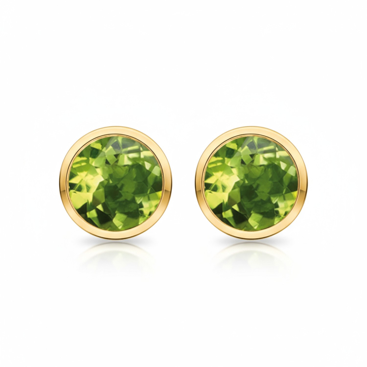 Quinn Ohrstecker aus 585 Gold mit grünem Peridot, Ø 7mm, eleganter Damenschmuck in goldfarben