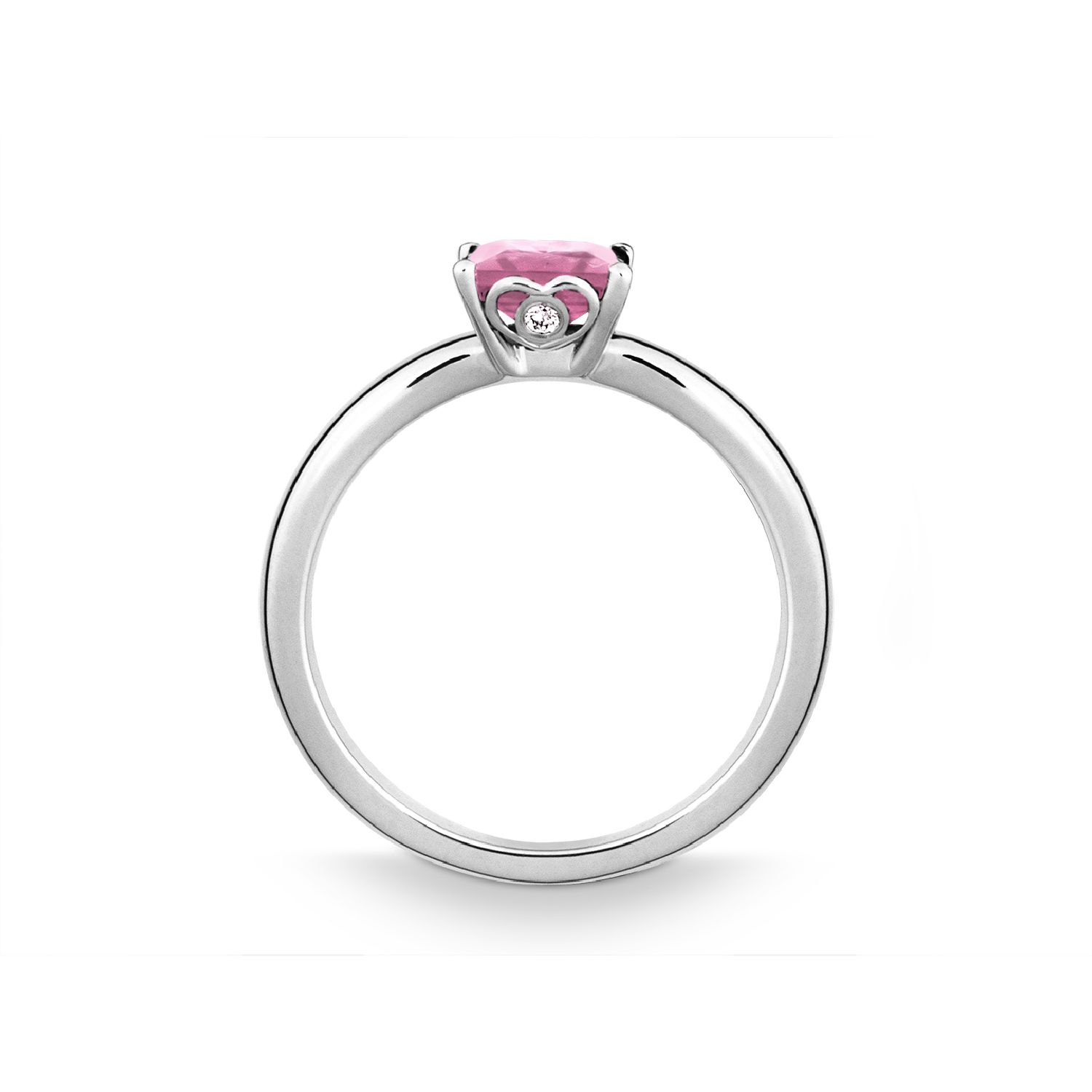 Quinn Damen Verlobungsring 585 Gold, Rosa Turmalin & Herz Details, 2 Brillanten