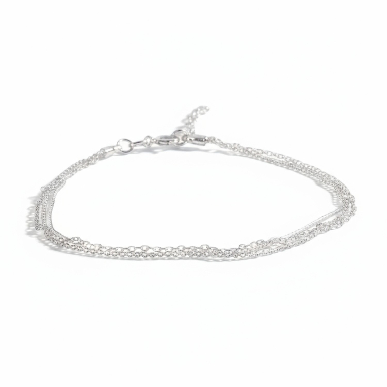 Quinn 925 Silber Damen Fusskette dreireihig 22+3cm in Silberfarben – Eleganter Fußschmuck für jeden Anlass