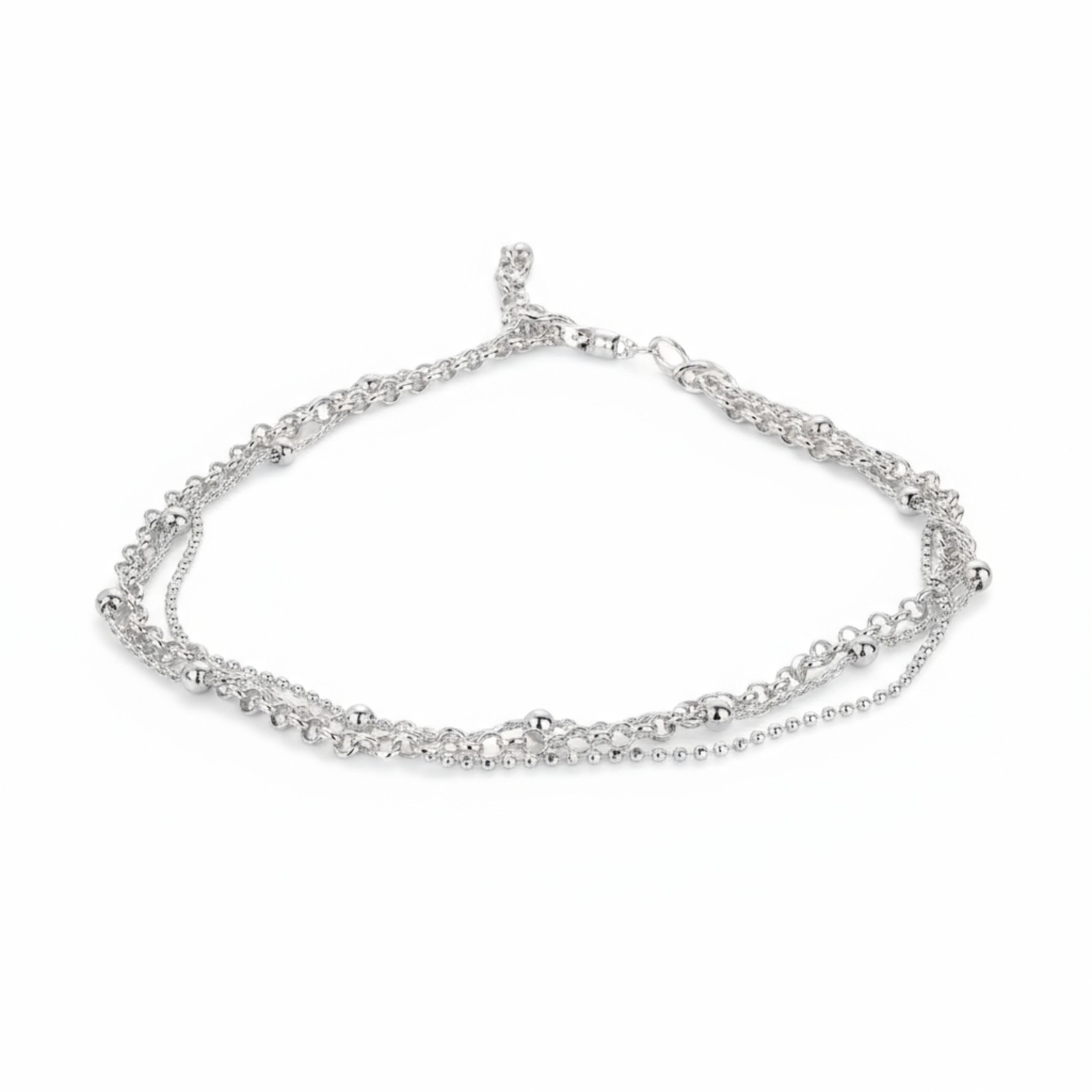 Quinn 925 Silber Damen Fusskette dreireihig 22+3cm - Elegante Fußschmuck für jeden Anlass