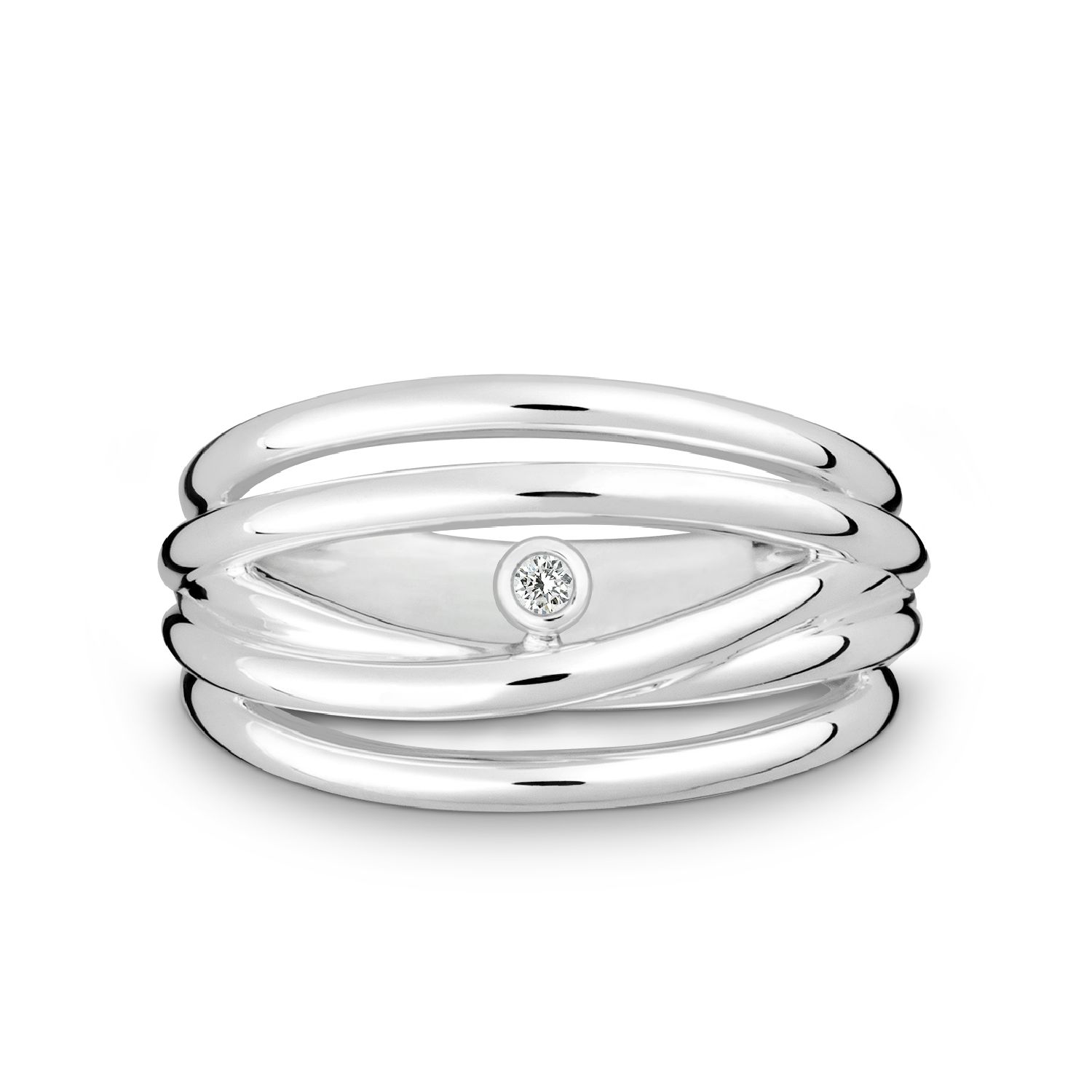 Quinn Damenring, Brillant 0,02 Carat, 925er Silberschmuck, Größe 56