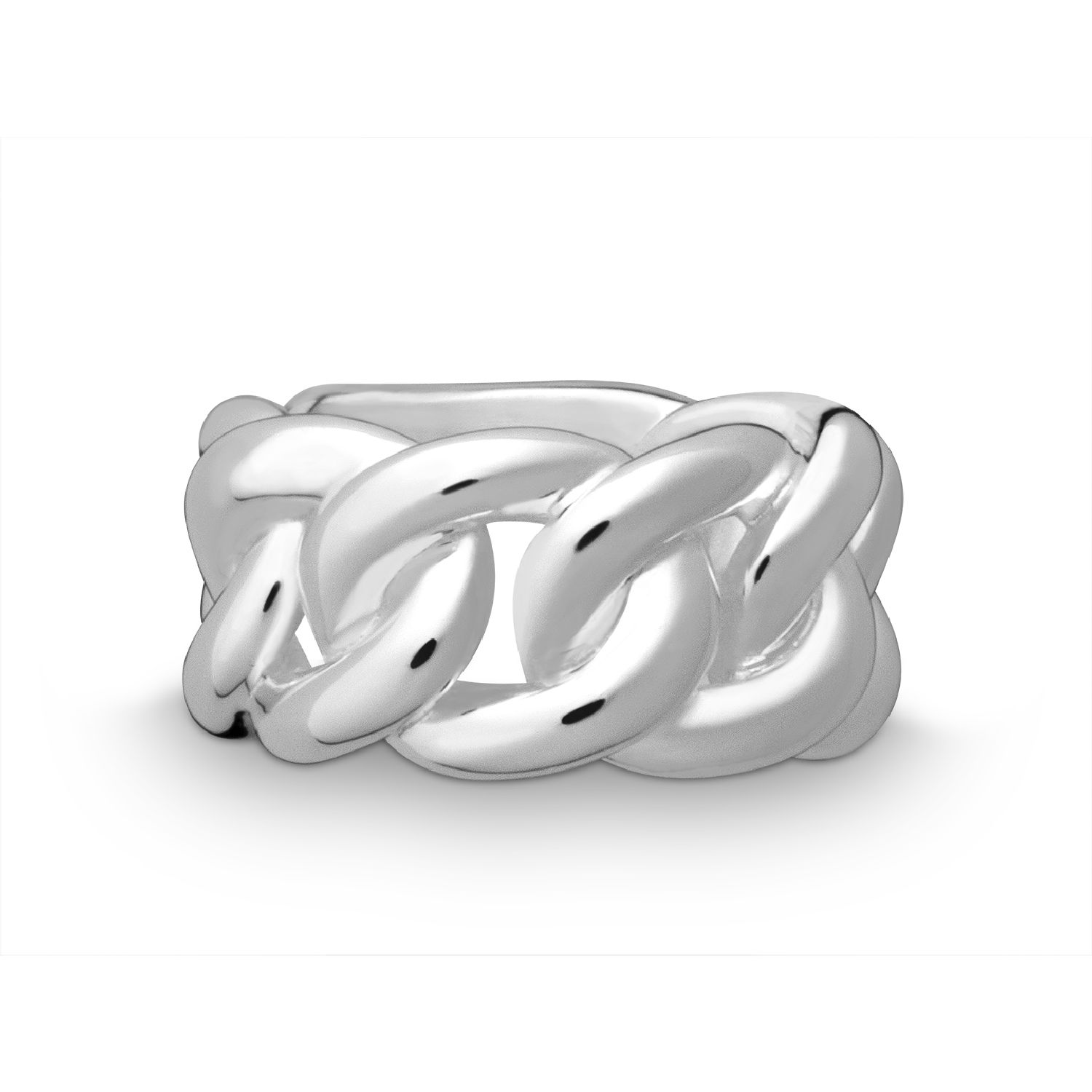 Quinn Damen Ring Panzerglieder aus 925 Silber, 12,5mm breit, silberfarben, Größe 56