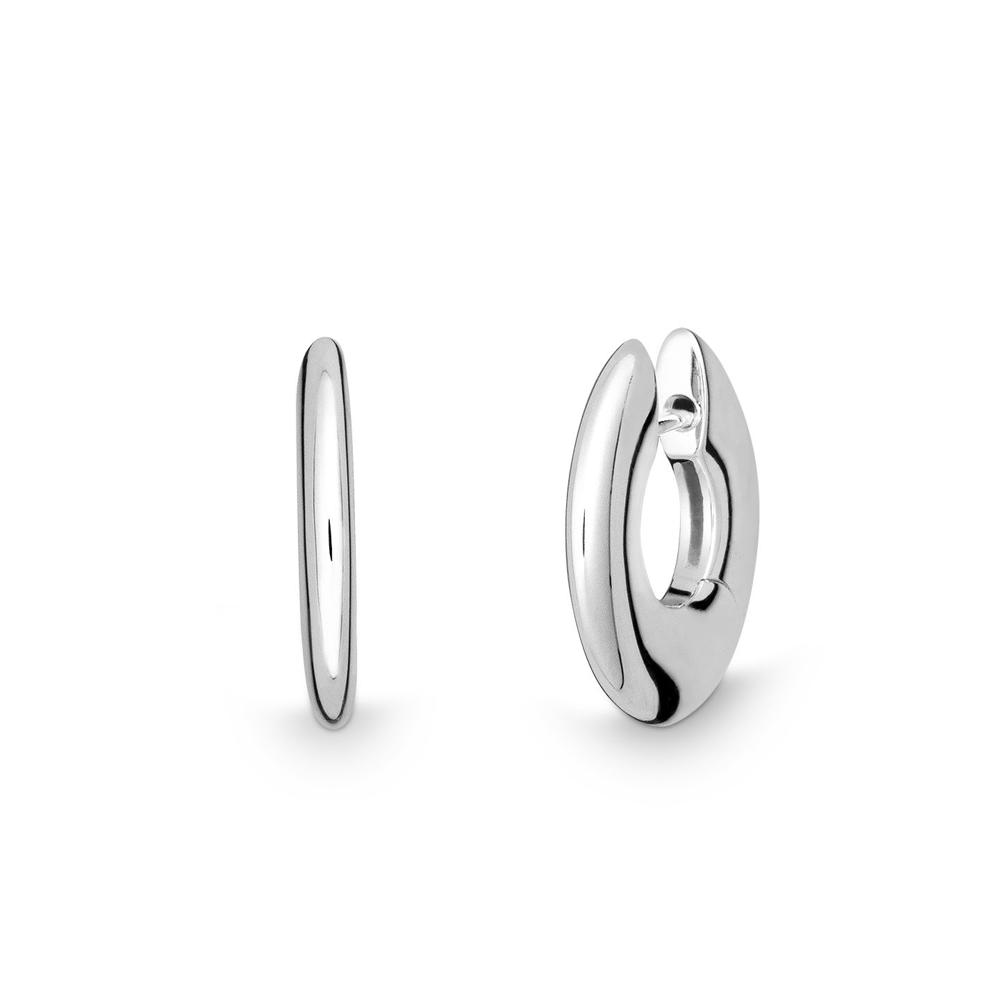 Quinn Scharnier Creolen aus 925 Silber für Damen, silberfarben, Ohrschmuck, 2,8x19,3mm