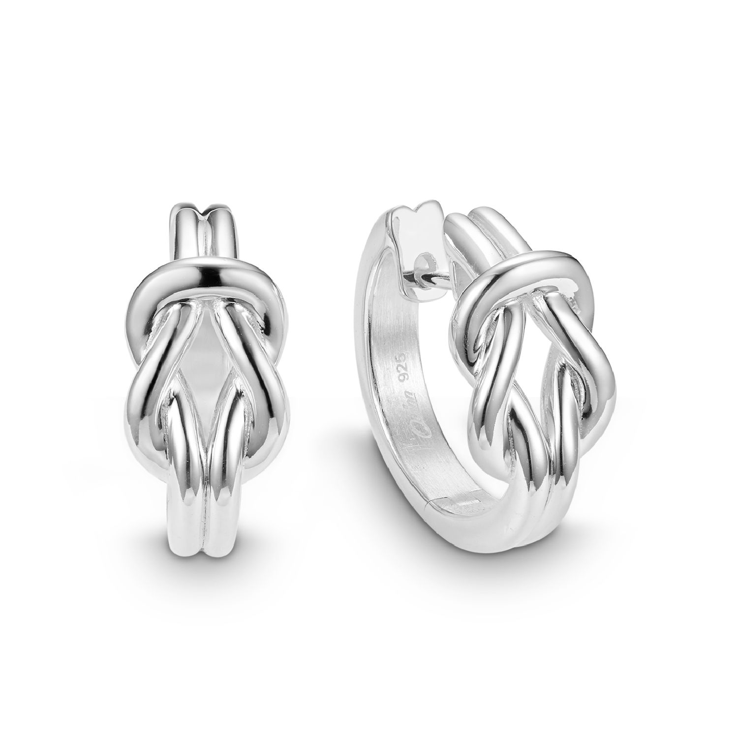 Quinn Creolen Knoten Damen Ohrringe 925 Silber, Ø 17mm, Klappmechanismus, silber