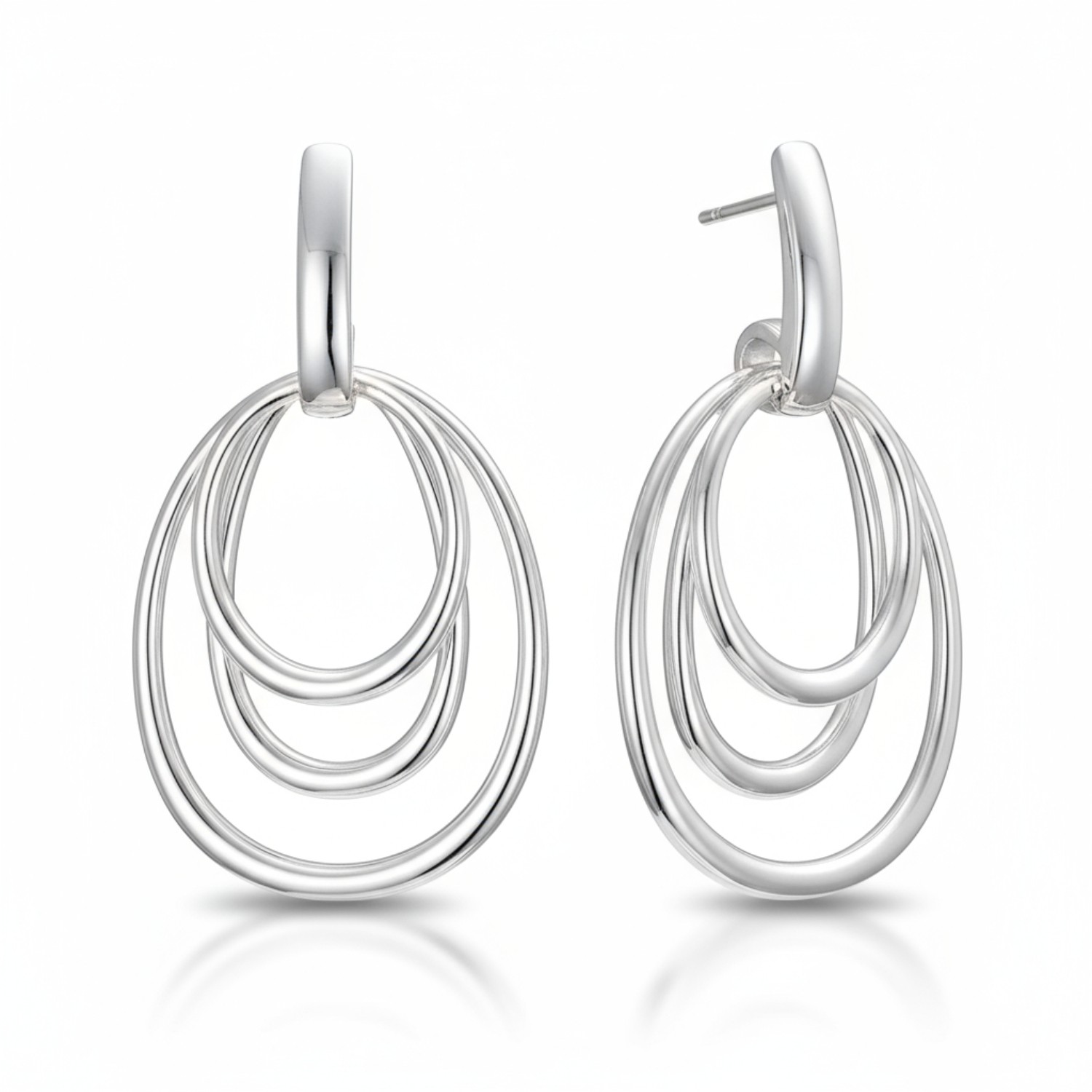 Quinn Ohrhänger Oval aus 925 Silber für Damen, silberfarben, 3x41,4x7,5mm, eleganter Ohrschmuck