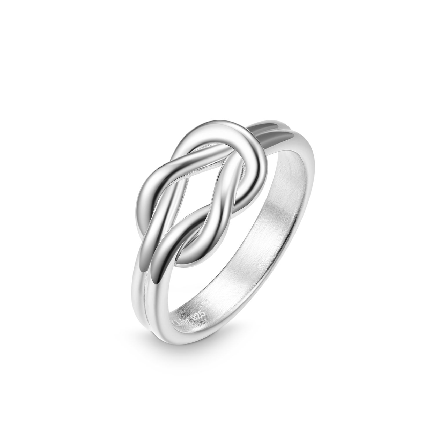 Quinn Damen Ring Knoten aus 925 Silber, 8,5mm breit, silberfarben, Größe 56