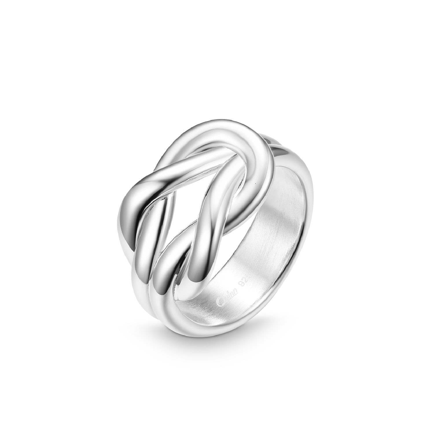 Quinn Damen Ring Knoten aus 925 Silber, 12mm breit, silberfarben, Größe 60