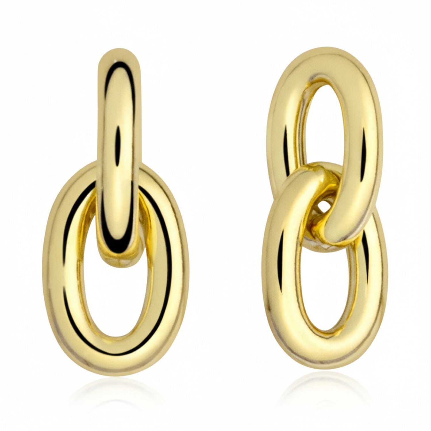 Quinn Ohrhänger Oval vergoldet 925 Silber für Damen, 10x25mm, eleganter goldfarbener Ohrschmuck