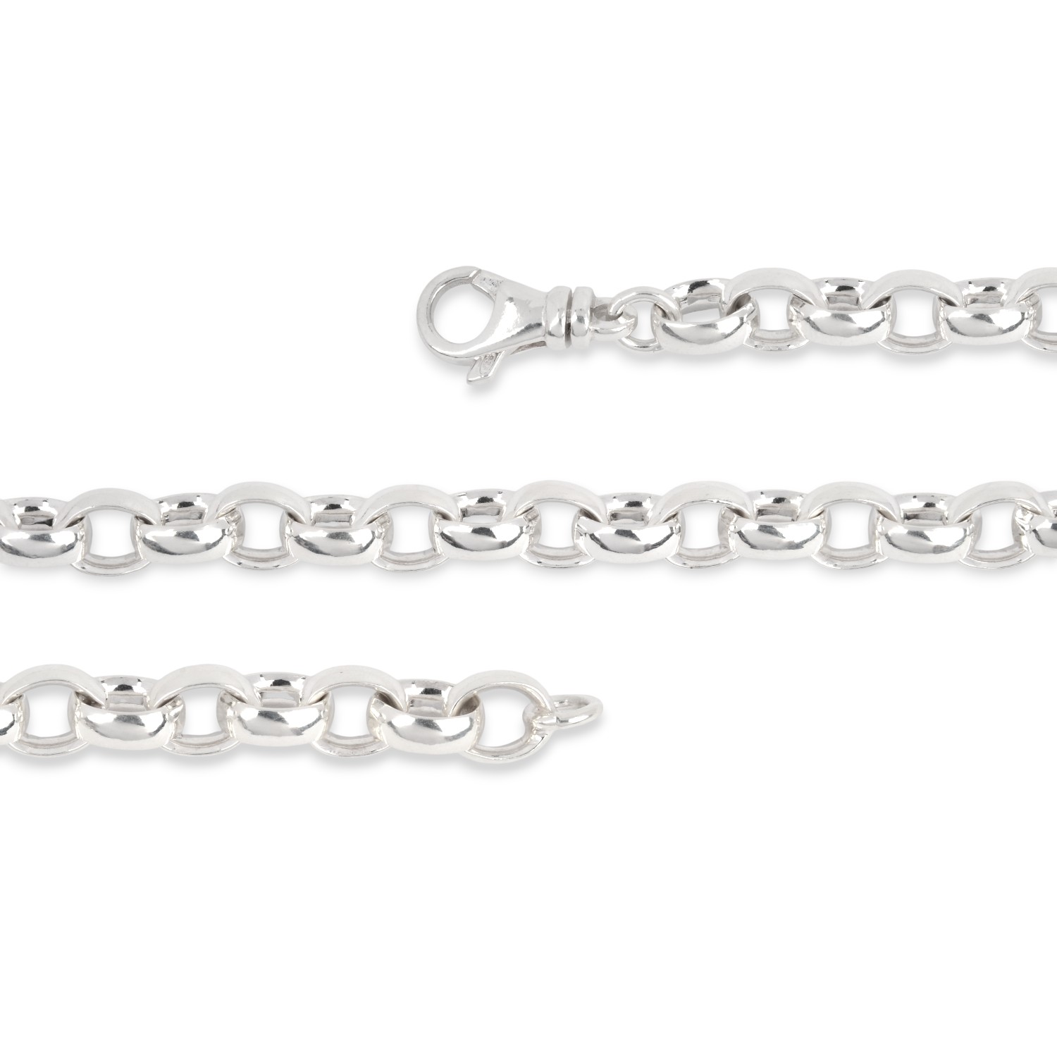 Quinn Ankerkette 925 Silber poliert für Herren und Damen, 50cm lang, 7mm stark, silberfarben
