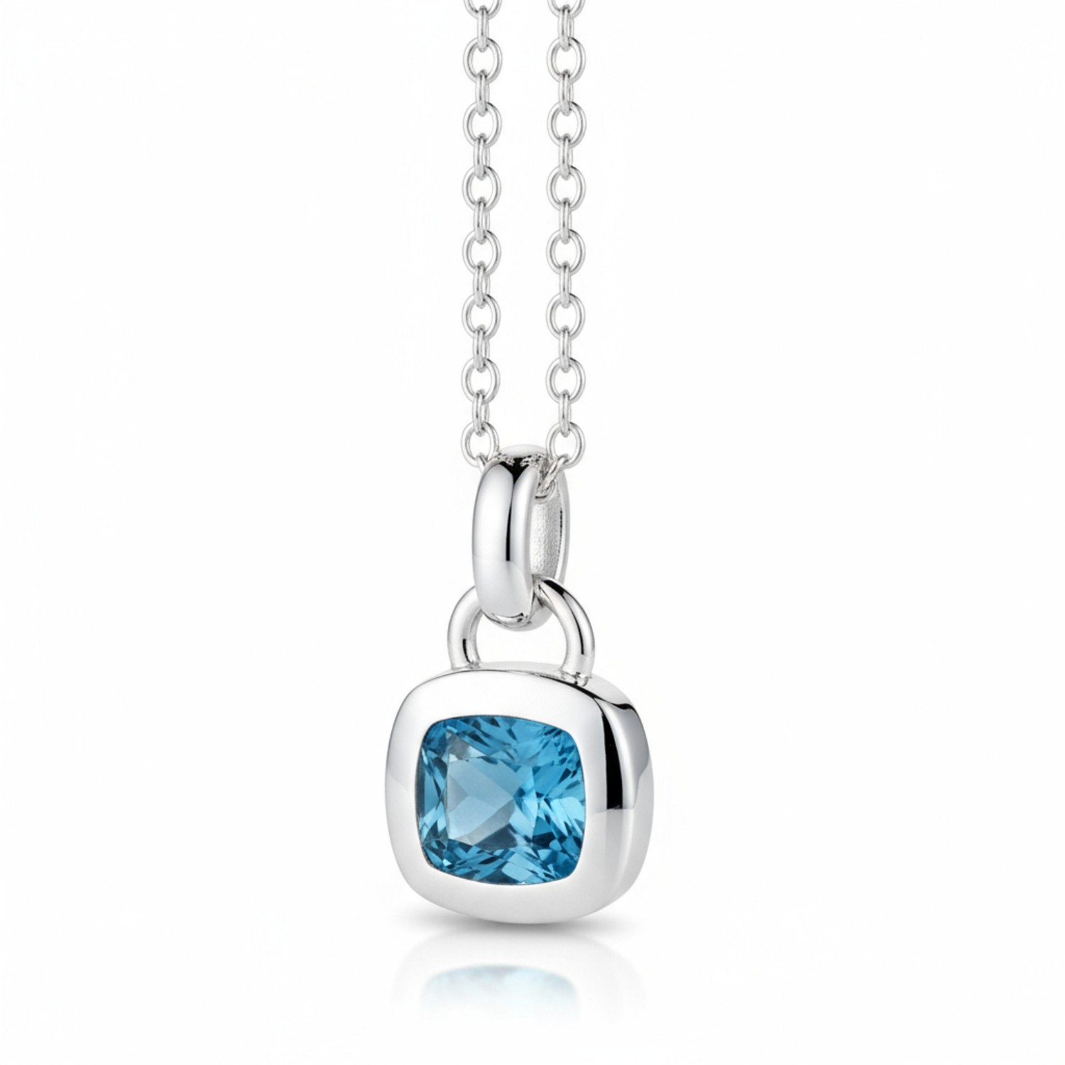 Quinn Damen Kette mit Anhänger aus 925 Silber und London Blue Topas, 42/45 cm, silber-blau