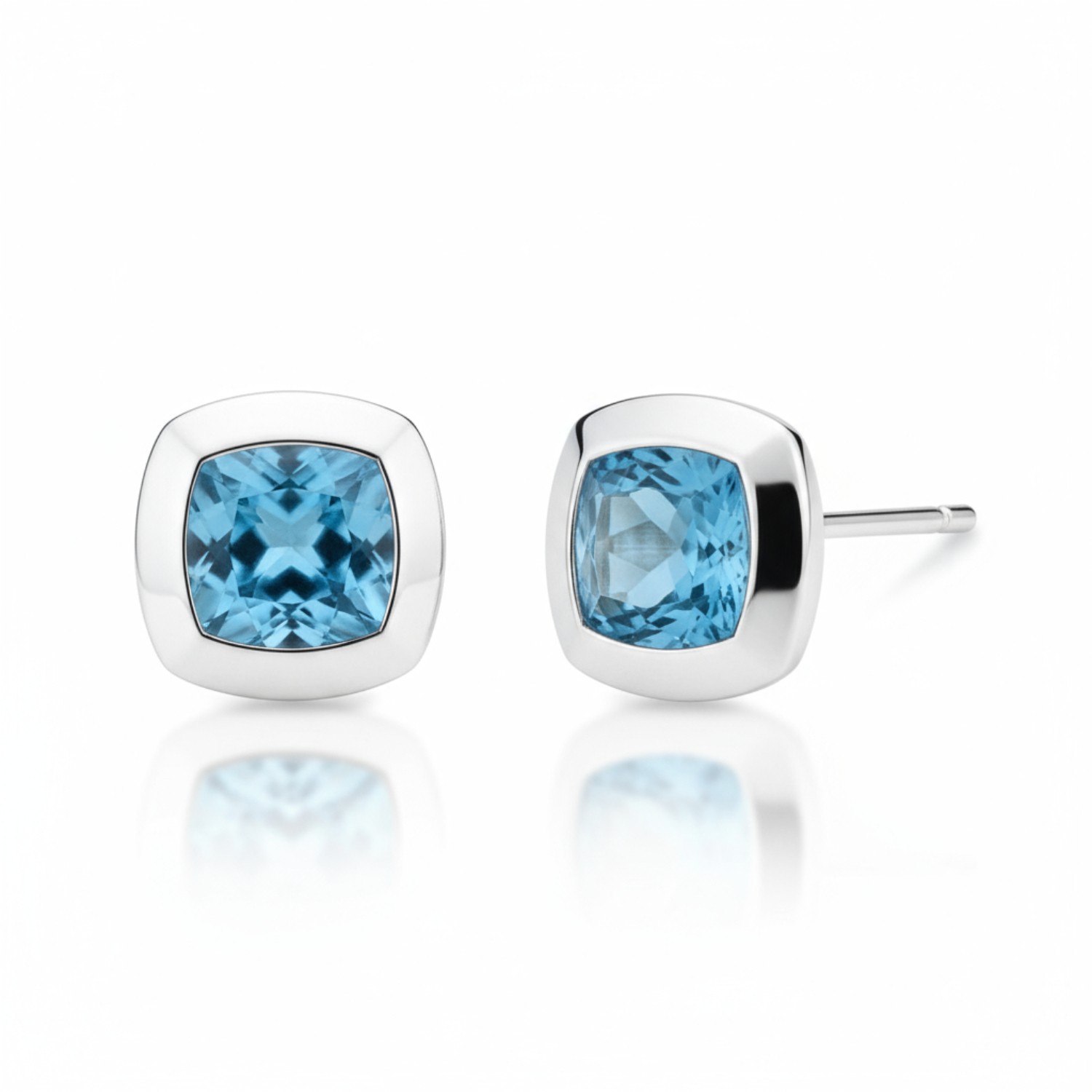 Quinn Ohrstecker Damen 925 Silber mit London Blue Topas, 6,5mm, eleganter Ohrschmuck in Silber und Blau