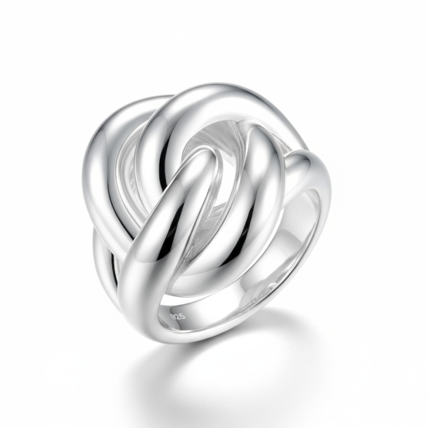 Quinn Damen Ring mit Knoten aus 925 Silber, Größe 56, silberfarben, elegant und zeitlos