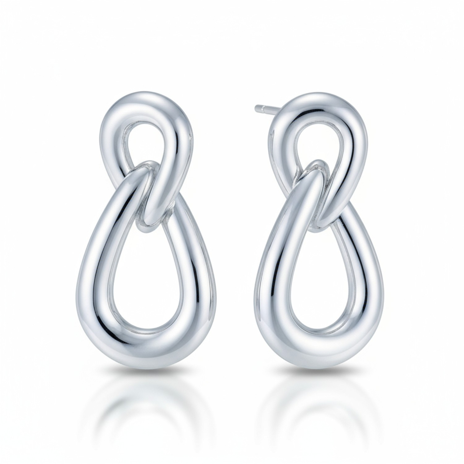 Quinn Ohrhänger Knoten aus 925 Silber für Damen, silberfarben, 15,2 x 30 x 4,4 mm, eleganter Ohrschmuck