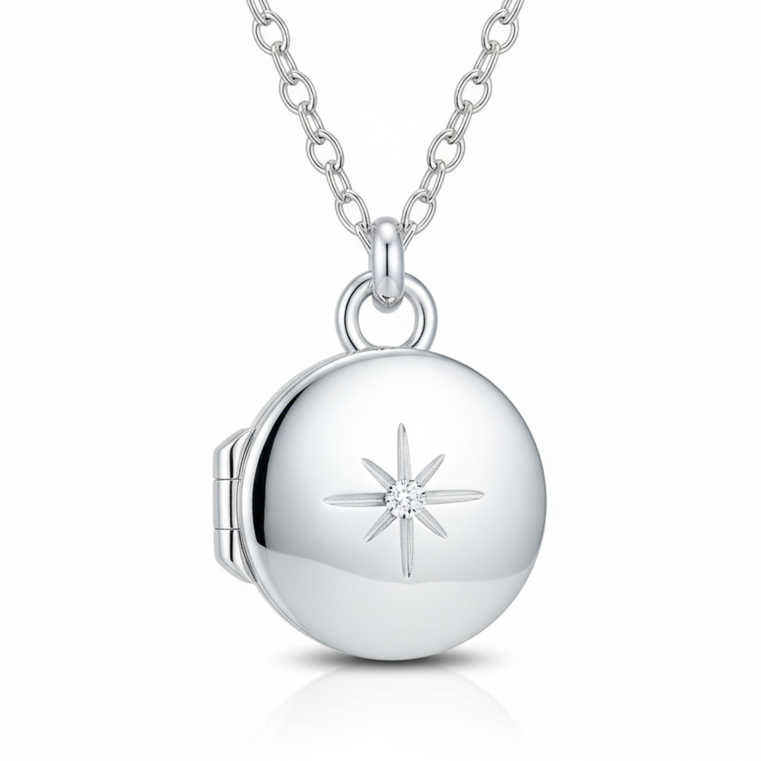 Quinn Medaillon Kreis Damen Kette mit Brillant 925 Silber 13,3x12,4mm Wesselton-Weiß 0,01ct