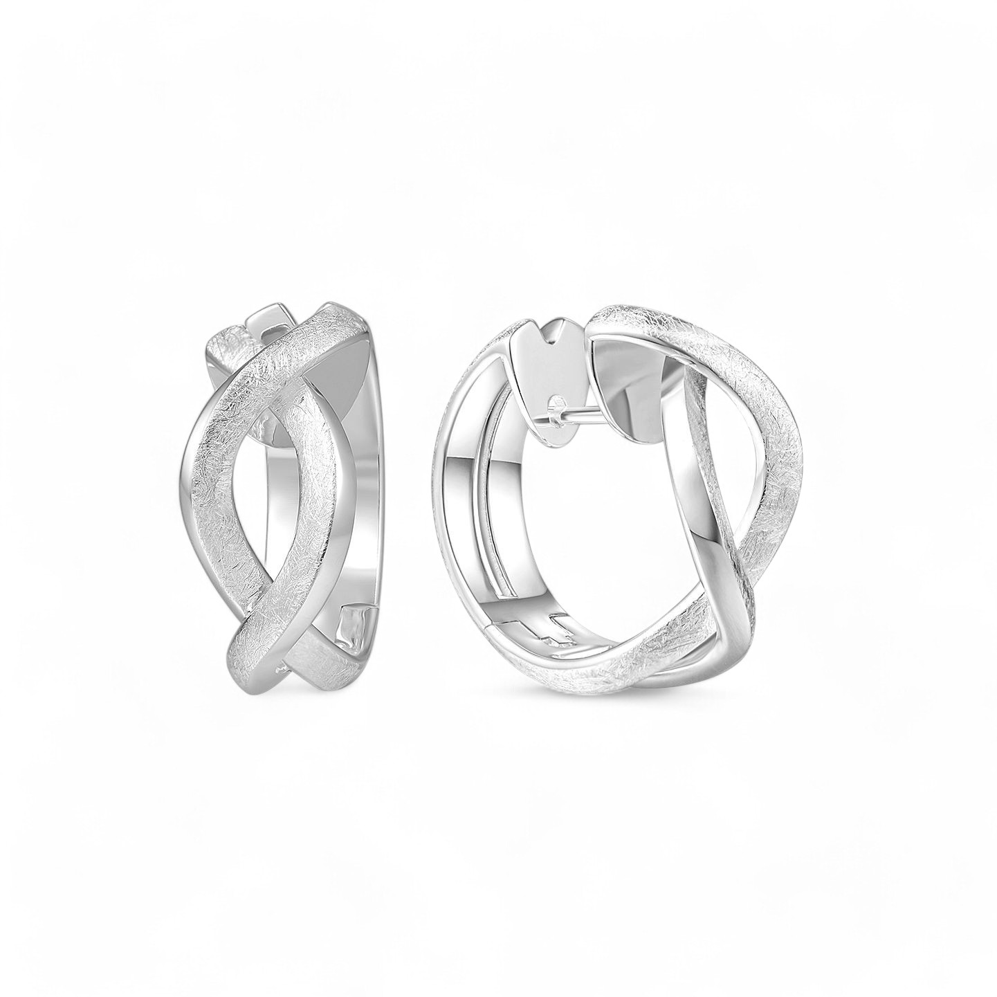 Quinn Scharnier Creolen aus 925 Silber für Damen, silberfarben, 8,6x18,7x19,4mm Ohrschmuck