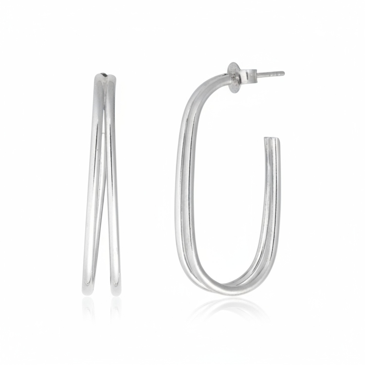 Quinn Ohrstecker Damen aus 925 Sterling Silber, silberfarben, 6x36x2 mm