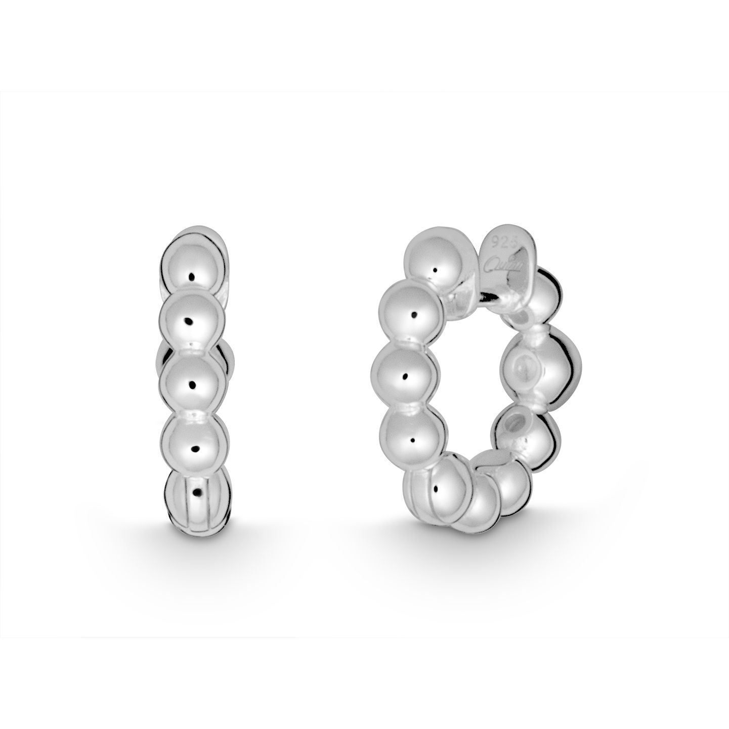 Quinn Creolen Kugel aus 925 Silber für Damen, silberfarben, Ohrschmuck, 4,5x16,7x18,3mm