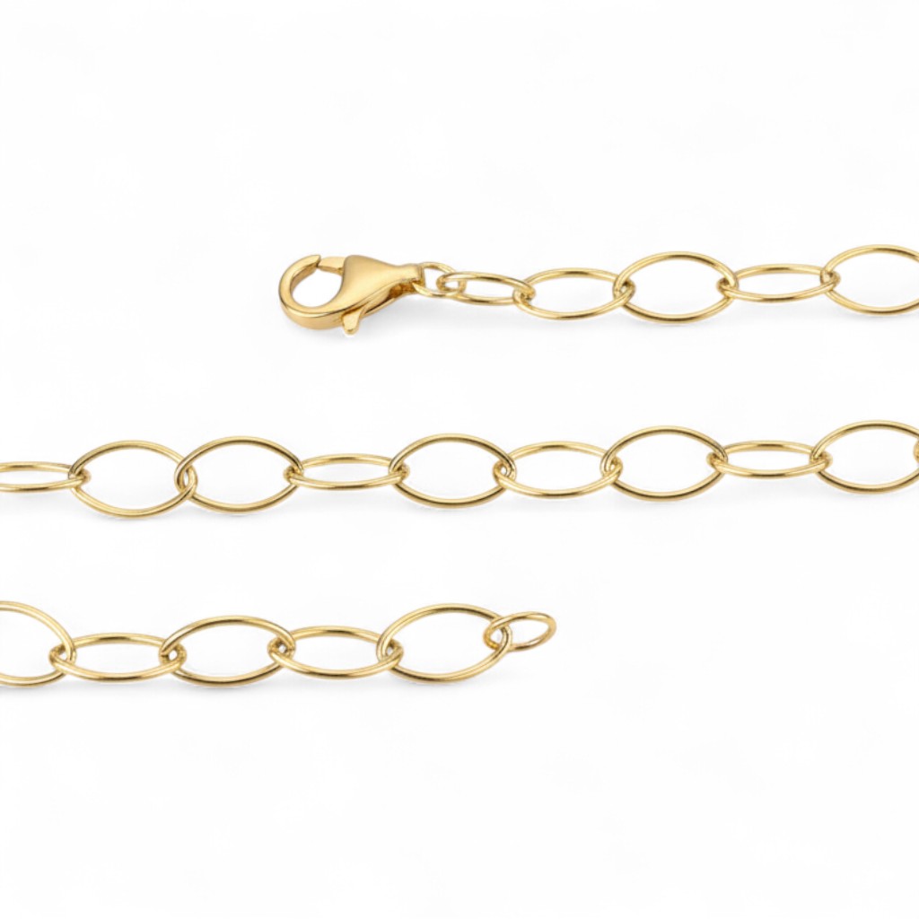 Quinn vergoldete Anker-Halskette für Damen aus 925 Silber, 100 cm lang, goldfarben, stilvolles Schmuckstück