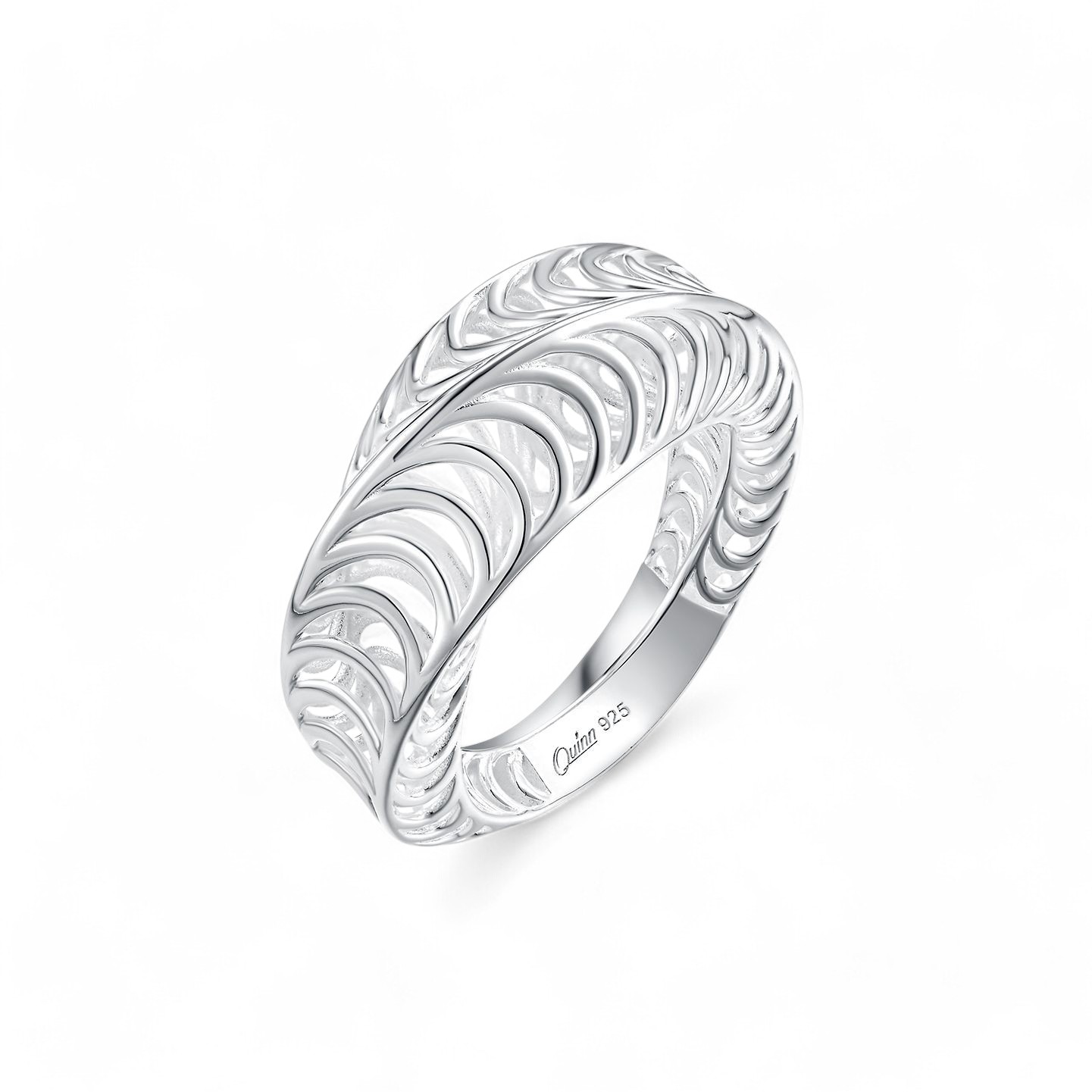 Quinn Damenring aus 925 Silber mit Muster, Größe 56, silberfarben, elegant und stilvoll