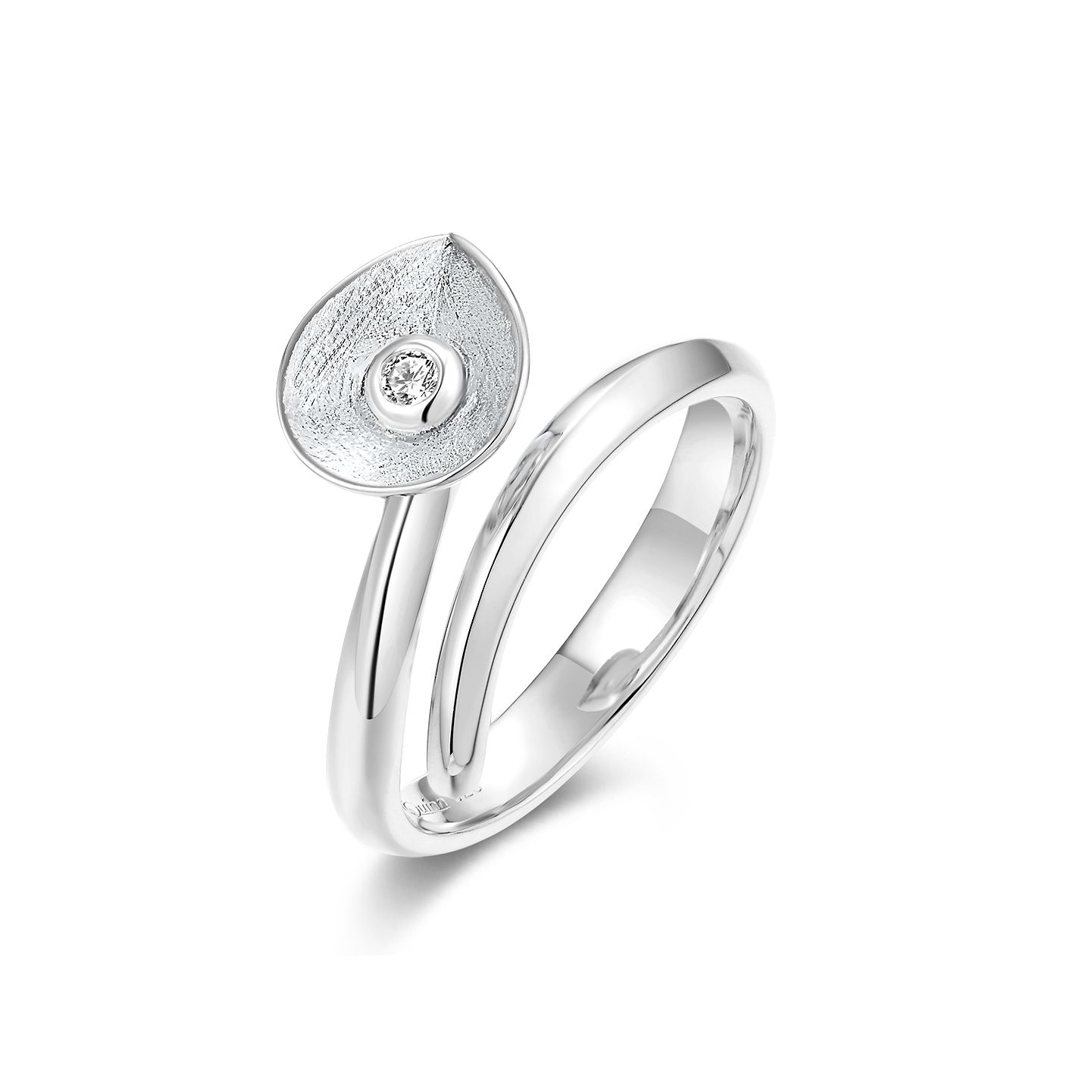 Quinn Damenring mit Brillant 0,01 ct – 925 Silber, Wesselton-Weiß, Ringgröße 56