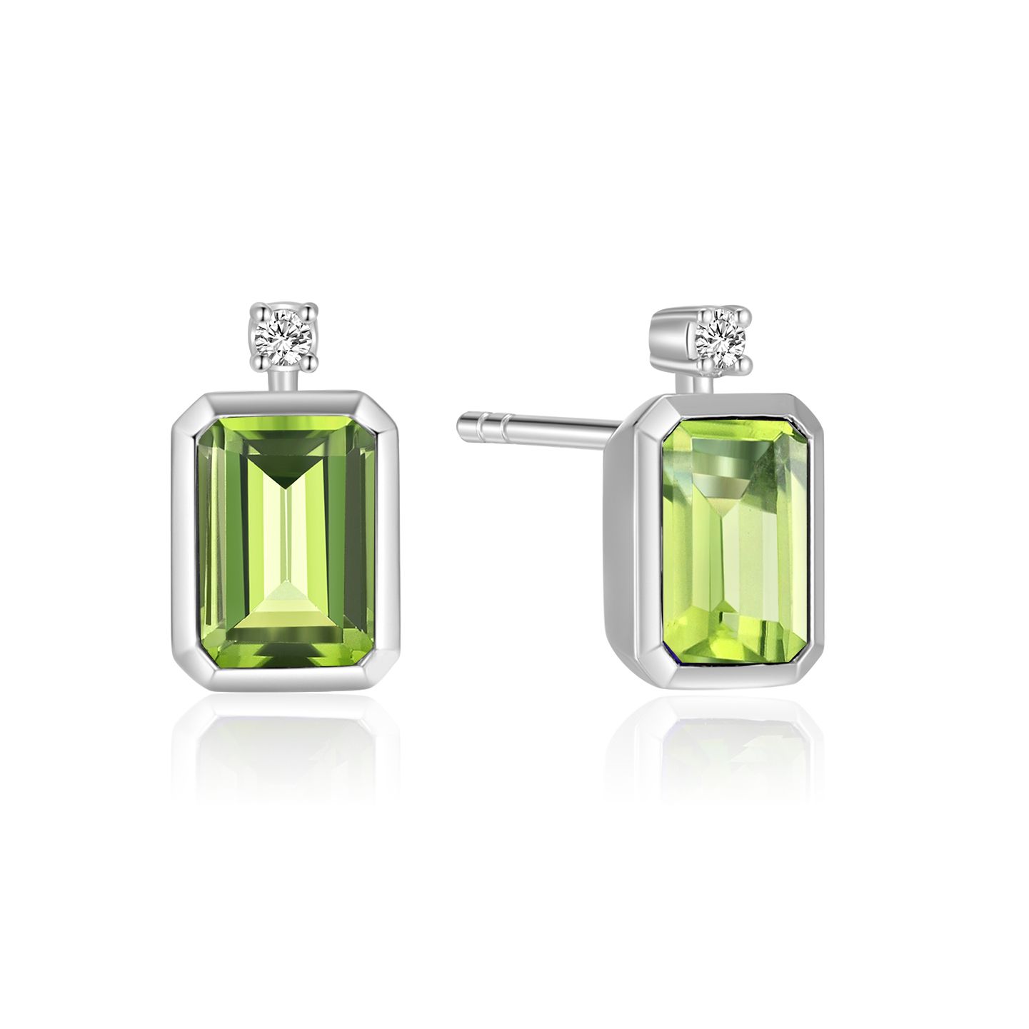 Quinn Ohrstecker Rechteckig 925 Silber poliert mit Brillant 0,03ct W/P